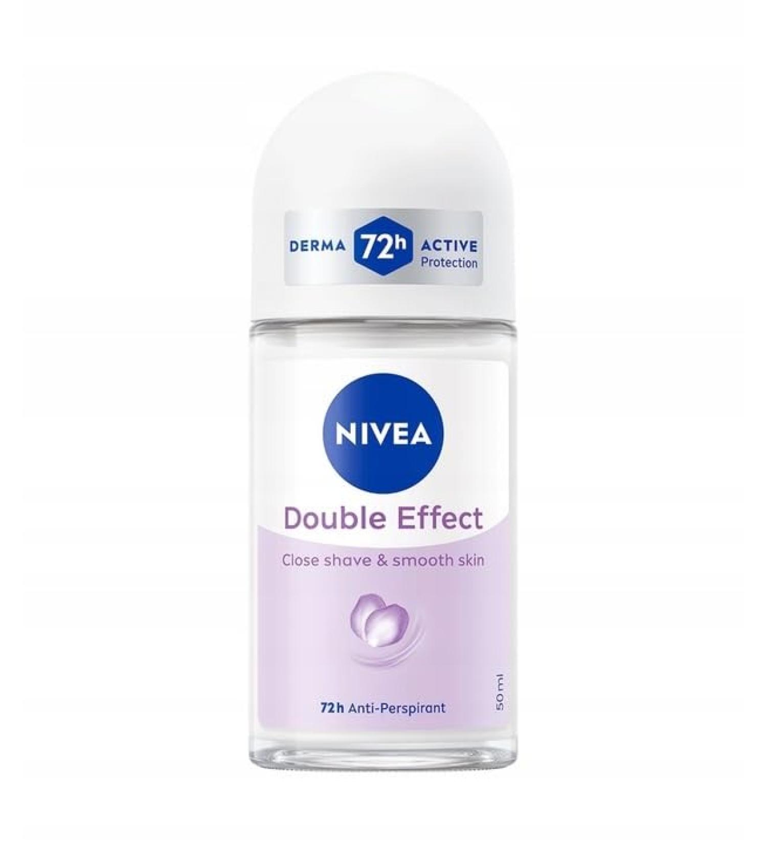 NIVEA NIVEA Double Effect Roll-On Deodorant for Women 72H Antiperspirant 50ml (Pack of 6)