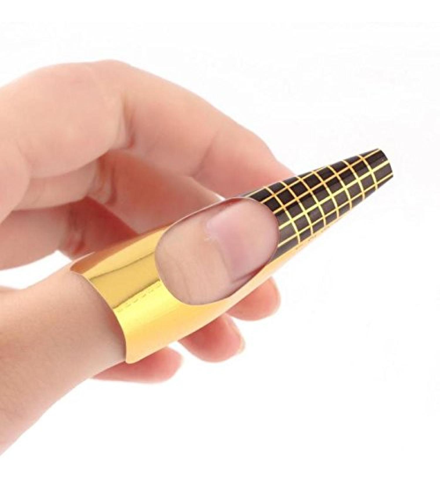 Furnnism Nail Templates - 100 Reusable Self-Adhesive Stencils for Gel Nails & Nail Extension - Golden Modeling Forms - Buy Online on GoSupps.com