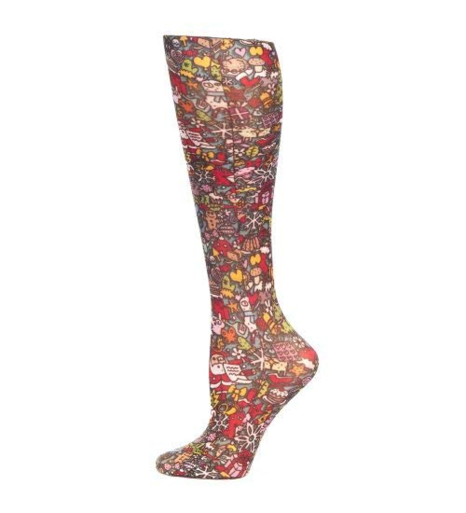 Red Moby Celeste-Stein-CMPS-2-2004 Womens 15-20 mmHg Compression Sock - Christmas Celebration