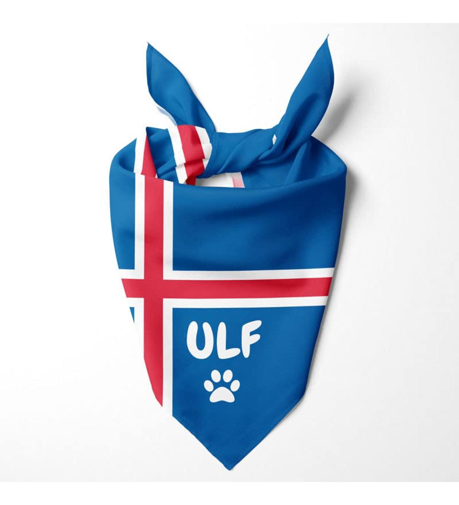 Dog hollow motif: football games sports Olympic games public holidays personalized triangular cloth for pets is attached to the collar (flag: Island)