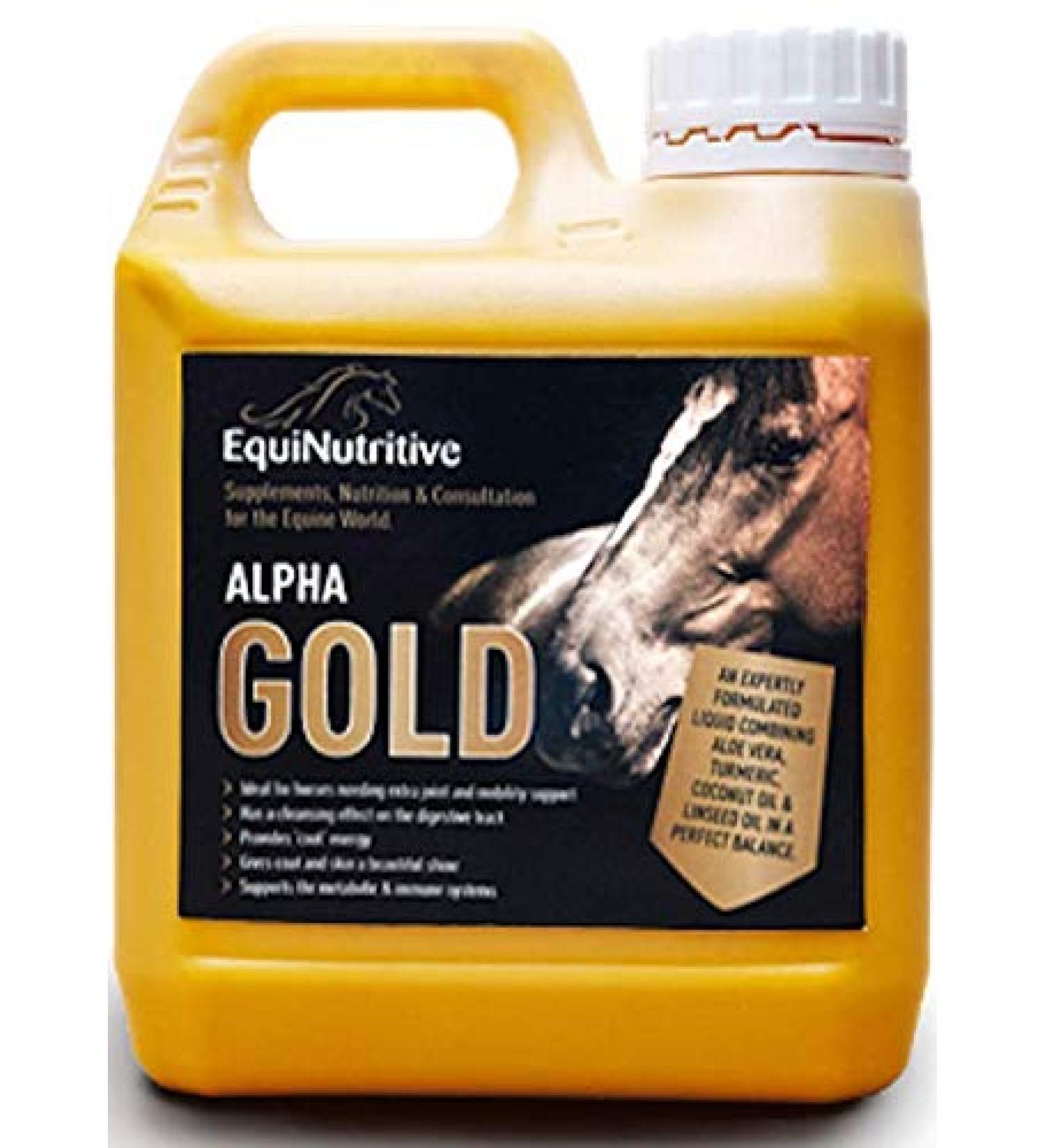 Alpha Gold by EquiNutritive - Tumeric and Linseed Oil Joint Care Supplement for Horses. 100% Natural Equine Support Supplements for Hips Joints & Mobility. Easy-to-Feed Ready-to-Use Liquid (1L) 1 l (Pack of 1) - Buy Online on GoSupps.com