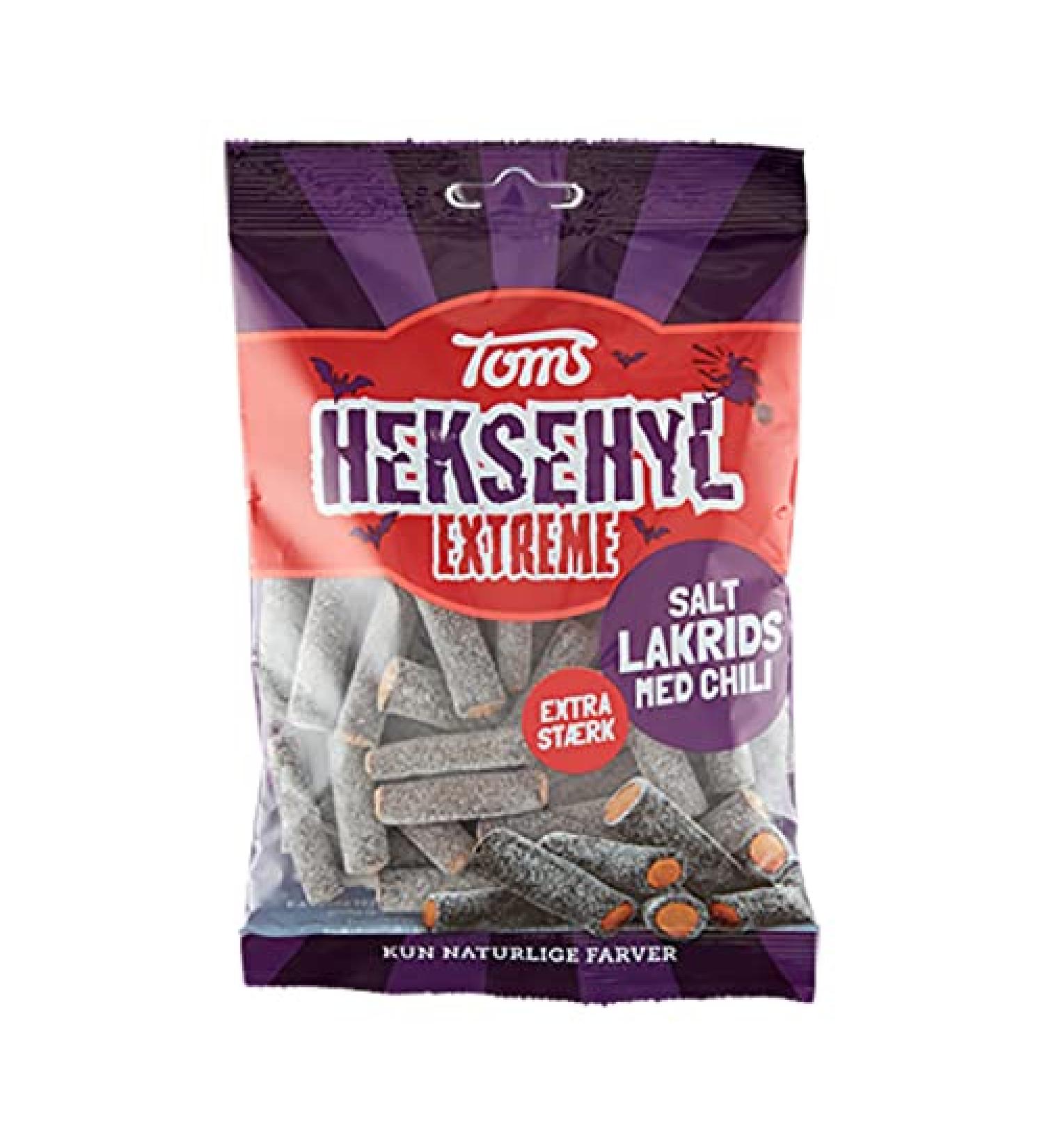 ScandiKitchen Toms Heksehyl Extreme Salty And Sweet Liquorice Sticks With A Chili Flavour 130g