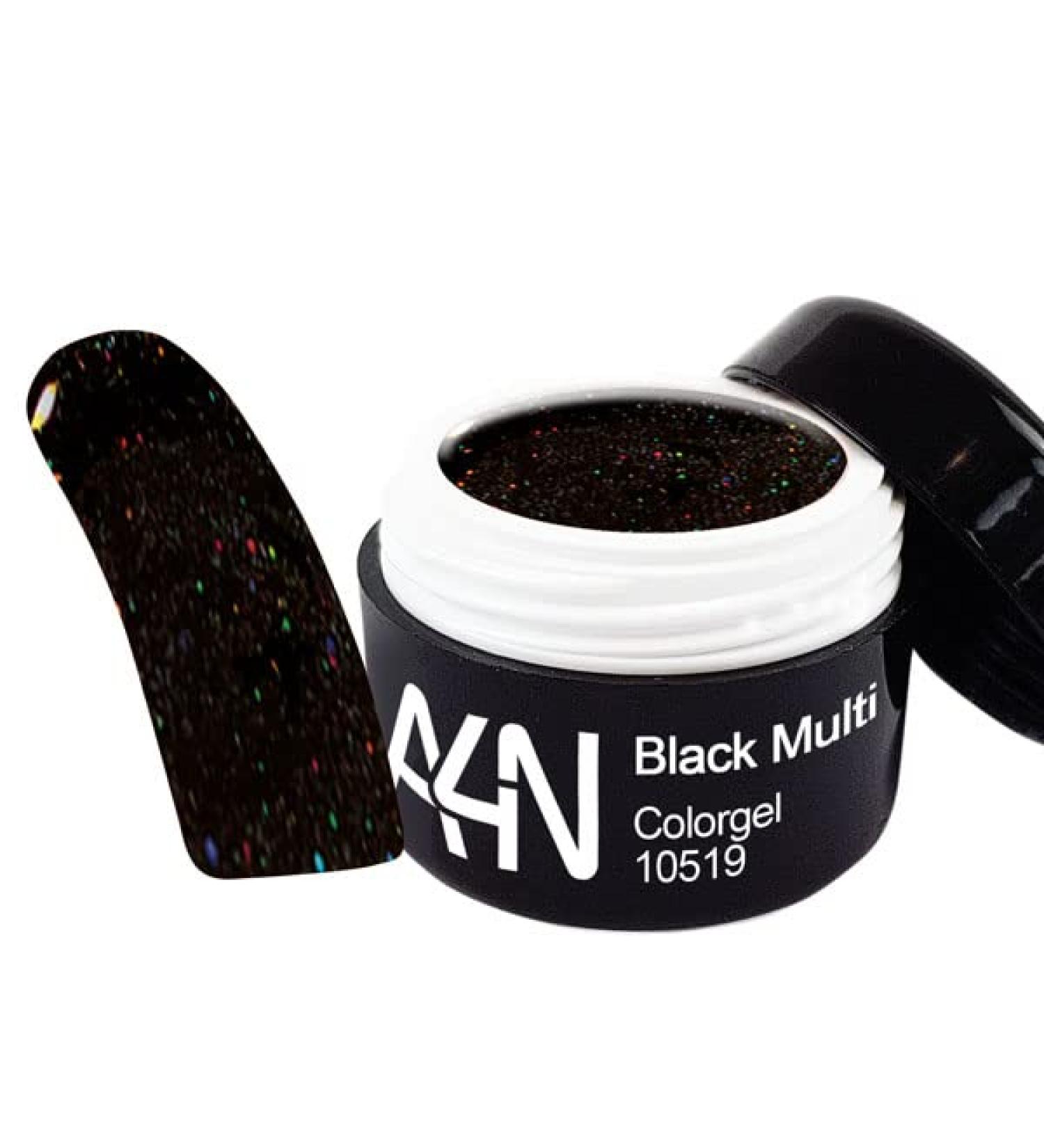 UV/LED Gel Color *Fine Glitter Black-Multi* Color gel with high density of glitter particles 5ml