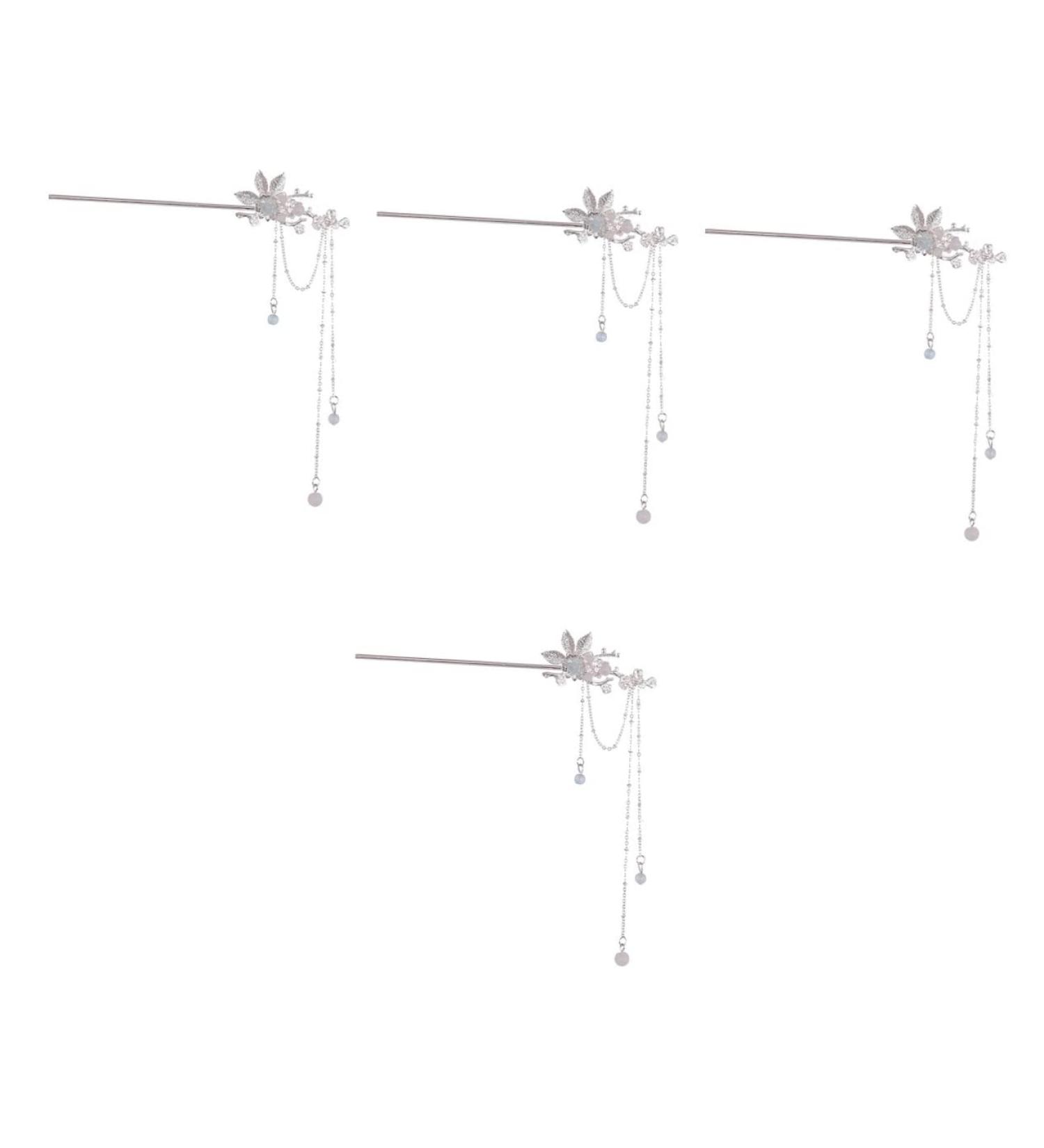 Lalafina Handmade Retro Quaste Hair Needles - 4 Sticks Crystal Rolls | Traditional Chinese Hair Accessories for Girls - Buy Online on GoSupps.com