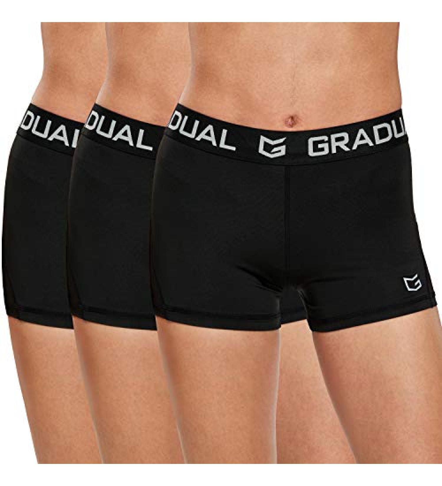 Women's Gradual Spandex Compression Volleyball Shorts 3 Pack - Black - Small - Buy Online on GoSupps.com