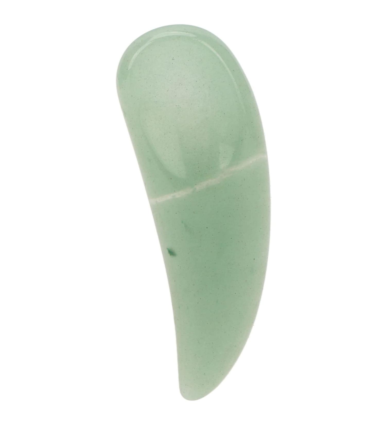 Curved Cosmetic Spatula - Mini Jade Stone Eye Cream Applicator & Gua Sha Massage Stick for Puffiness Relief (Green - Buy Online on GoSupps.com