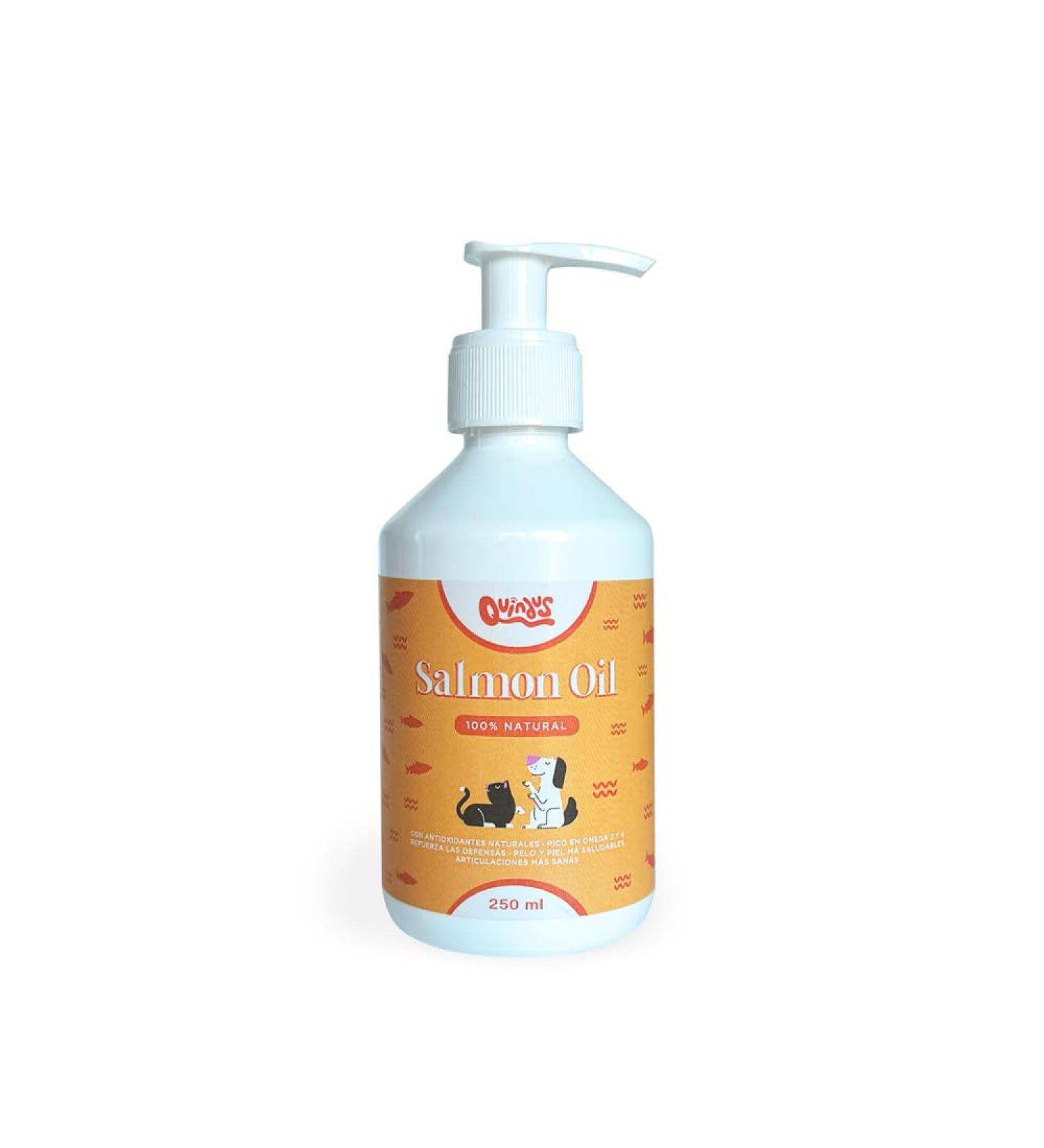 QUINDU'S - Salmon Oil for Dogs and Cats | Fish Oil with Omega 3 for Joints Skin and Coat | Natural Anti-inflammatory | Compatible with Dry and Wet Food (250gr) - Buy Online on GoSupps.com