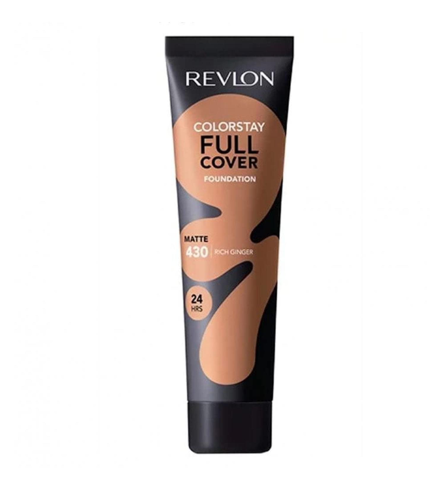 Revlon ColorStay Full Cover Longwear Matte Foundation  Heat & Sweat Resistant Lightweight Face Makeup  Rich Ginger (430)  1.0 oz