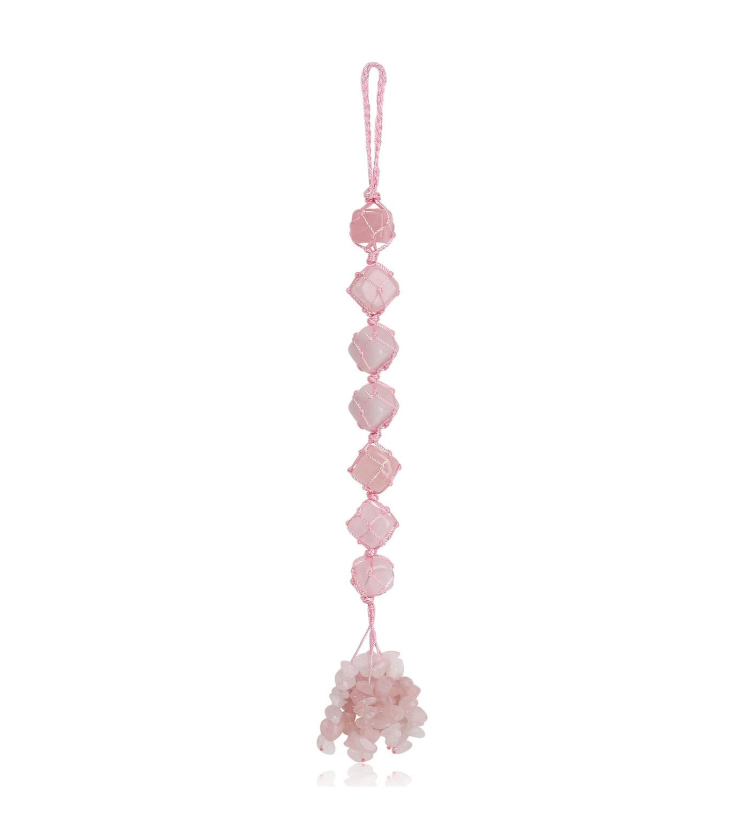 Rose Quartz Crystal Hanging Healing Gemstone Decor - Reiki Gifts - Buy Online on GoSupps.com
