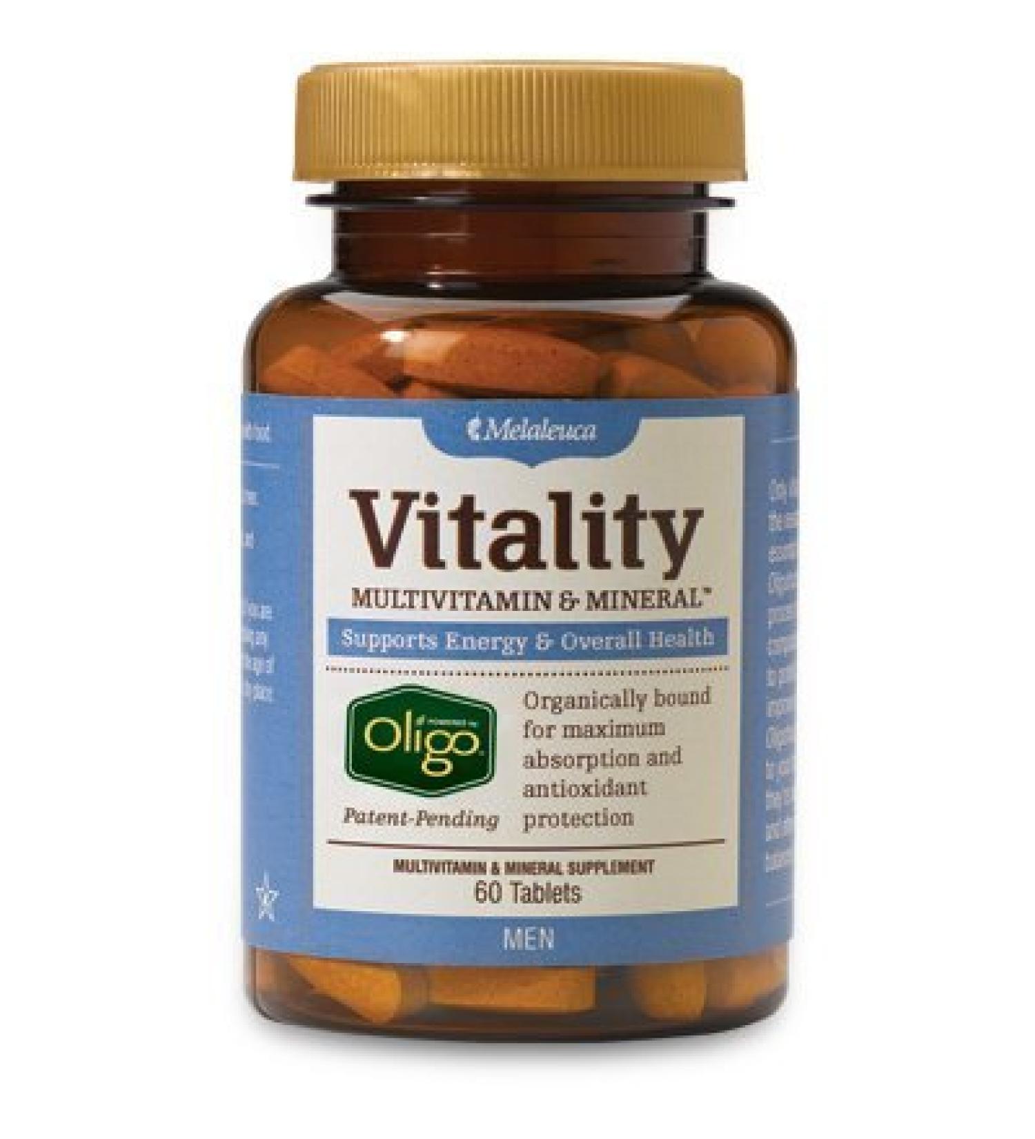 Melaleuca Multivitamin & Mineral Supplement for Men Powered by Oligo (60 Tablets)  Supports Energy & Overall Health / Organically Bound for Maximum Absorption and Antioxidant Protection