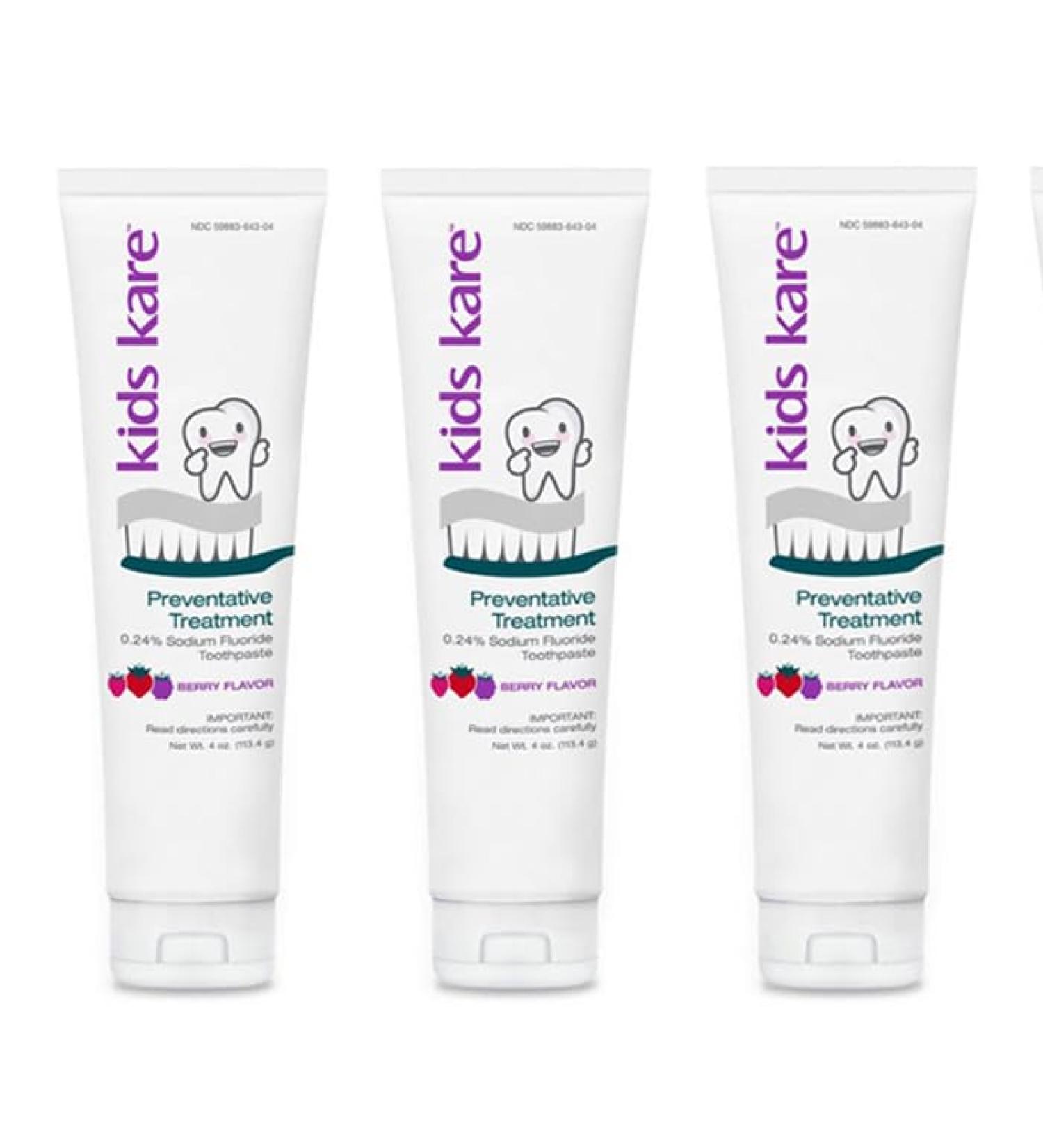 Kids Kare 0.24% Neutral Sodium Fluoride Toothpaste Berry Flavor 4 oz. Tube - 3 Pack 4 Ounce (Pack of 3) - Buy Online on GoSupps.com