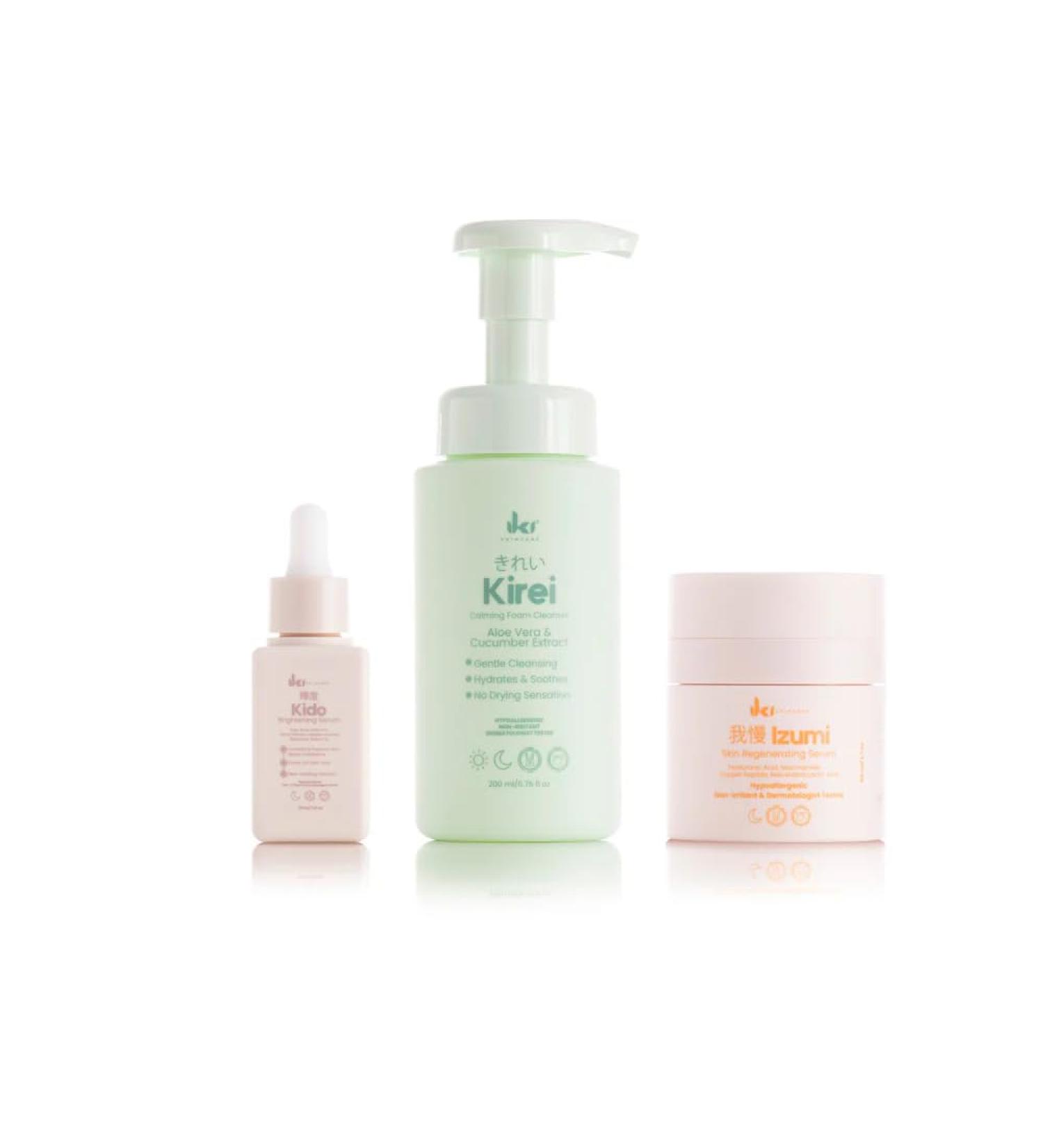 Advanced Anti-Aging Bundle | Kirei Foam Cleanser & Kido Brightening Serum & Izumi Anti-Aging Serum - Buy Online on GoSupps.com