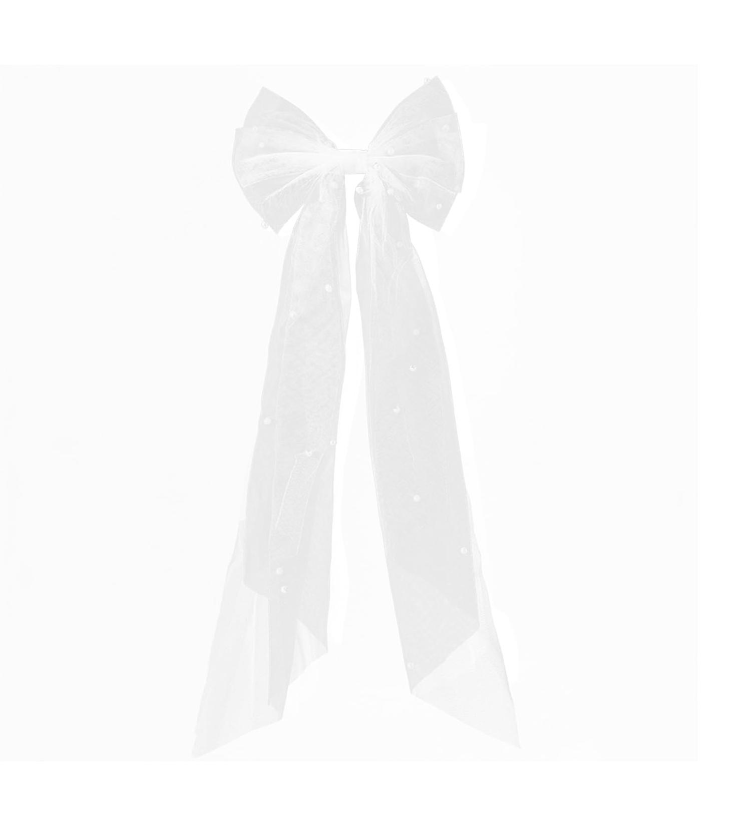 Beautiful Bridal Bow Veil Hair Clip Wedding Elegant Large Bowknot Lace Hair Clip Bridal Bow Pearl Hair Clip French Vintage White Bow Veil Hair Barrettes for Women - Buy Online on GoSupps.com