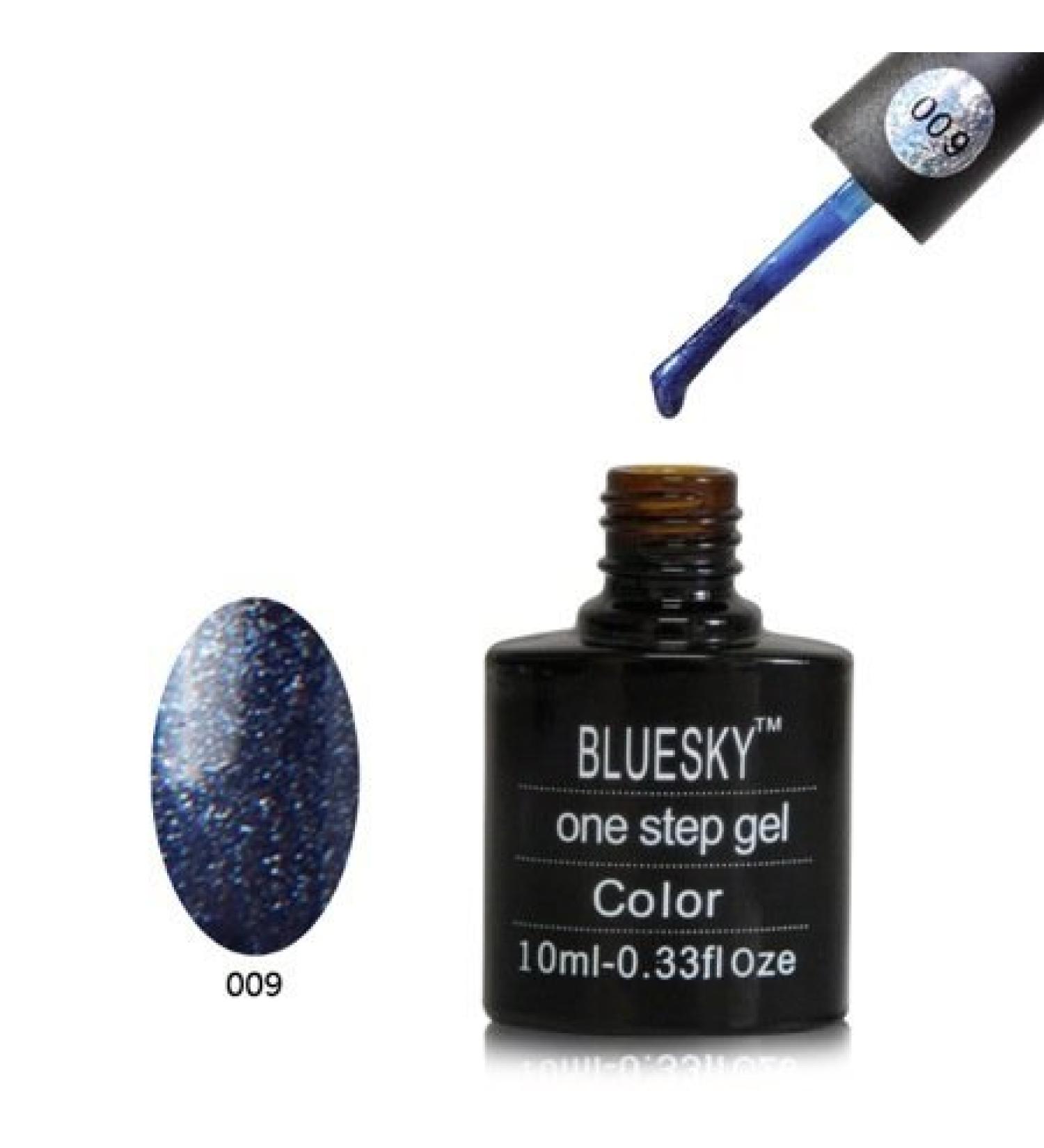 Bluesky One Step 09 Indigo Blue Sparkle 10ml Nail Gel Polish UV LED Soak Off 10ml