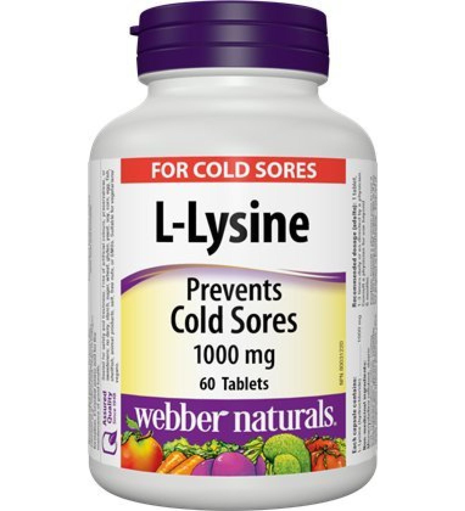 Webber Naturals L-Lysine 1000 mg 60 Tablets