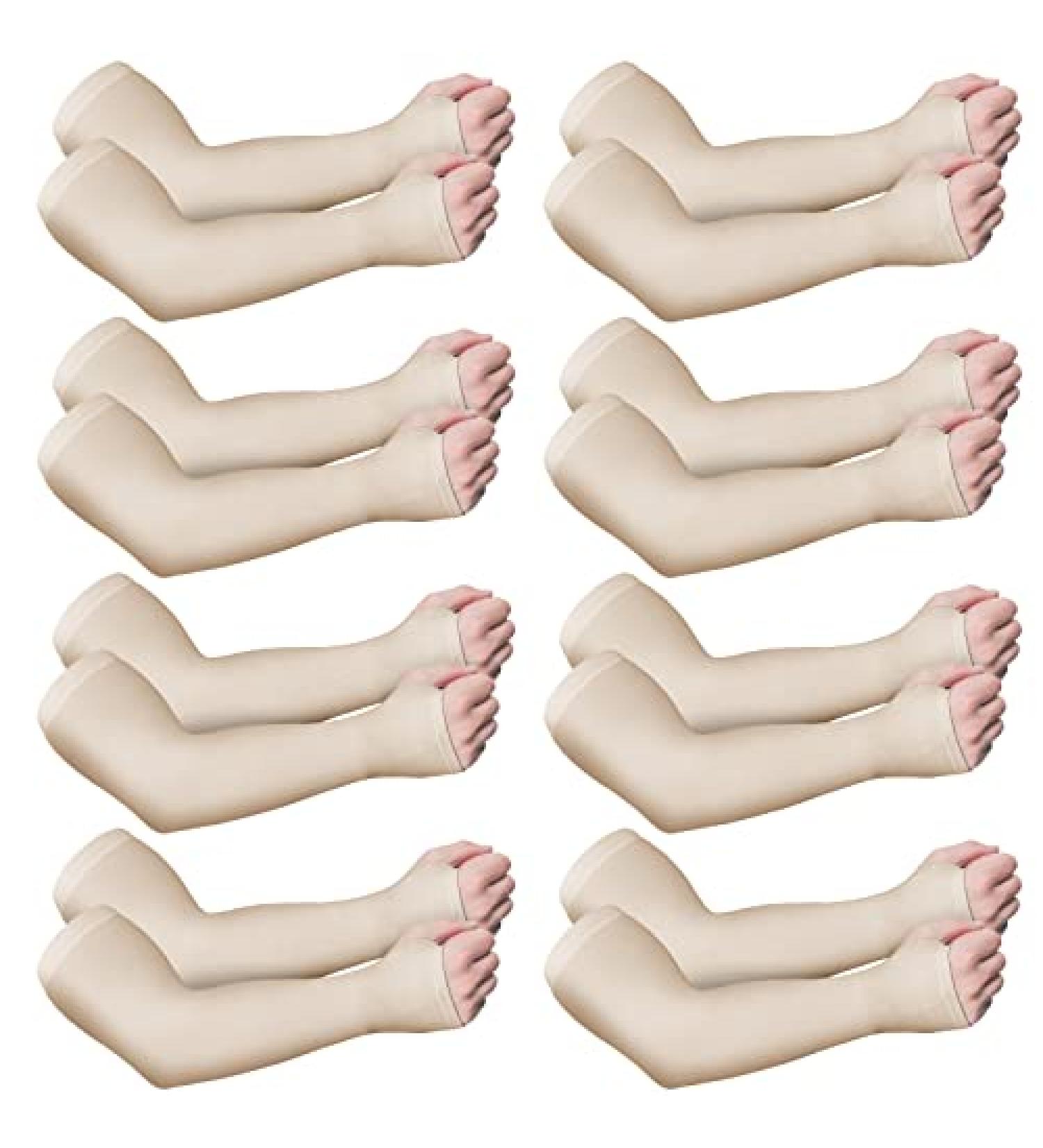 8 Pairs Elderly Skin Protector Sleeves | Arm Sleeve for Thin Skin Tear & Bruise Protection | Nude Color - Buy Online on GoSupps.com