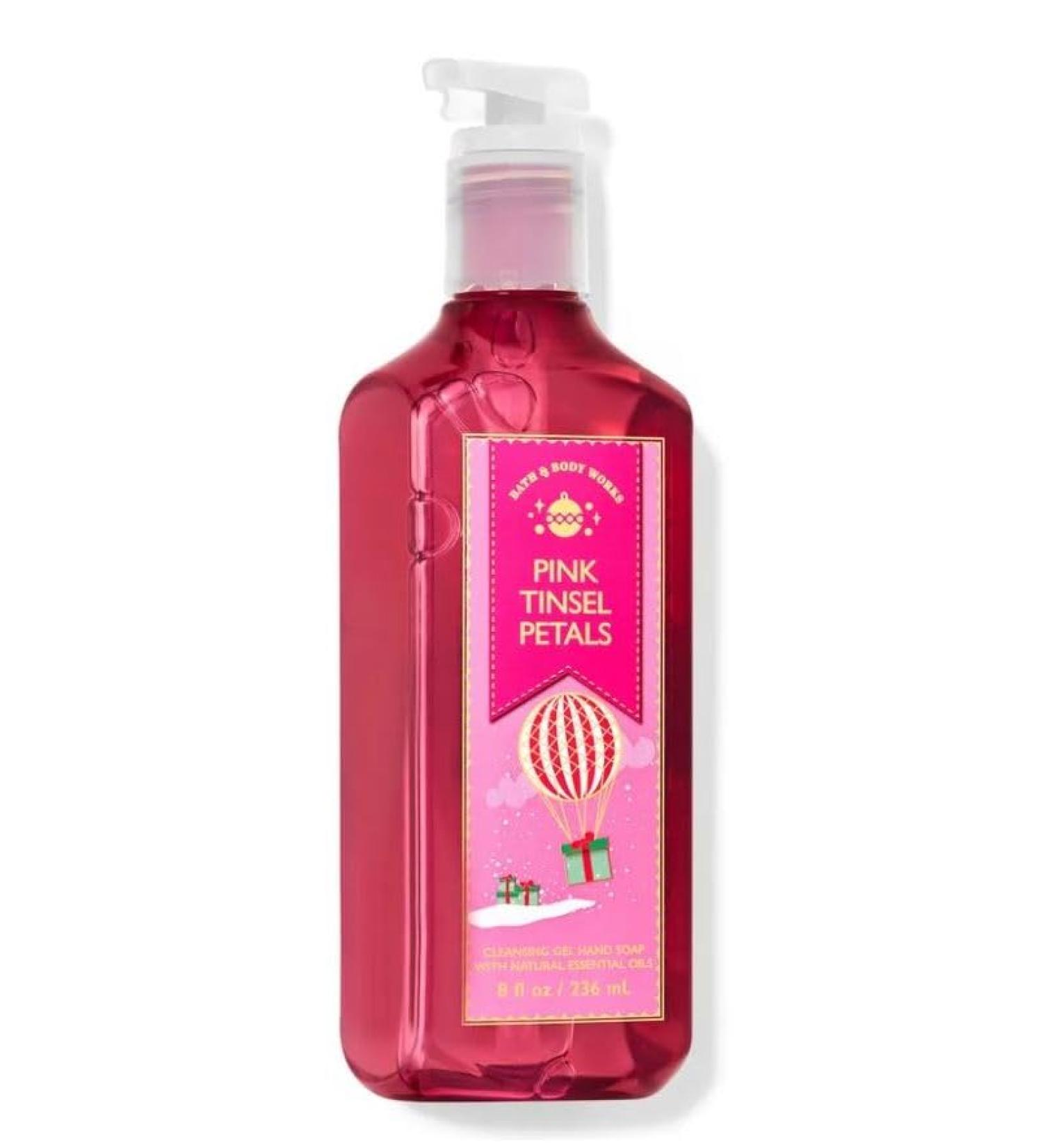Bath Body Pink Tinsel Petals Gentle Gel Hand Soap | 8 Fl Oz | Scented with Natural Essential Oils