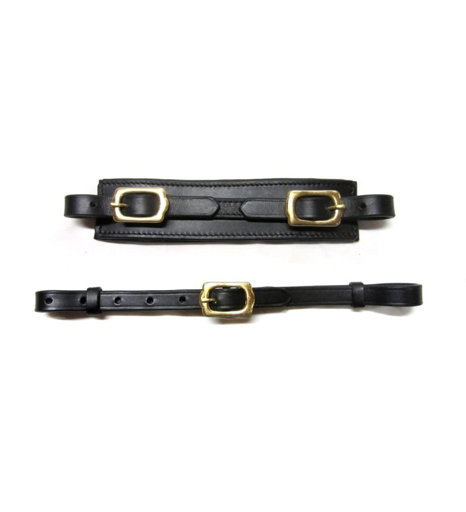 Buy PS Horse Articles Noseband Set - Padded Soft Leather with Chin Strap | Black & Gold Fittings - International Shipping - Buy Online on GoSupps.com