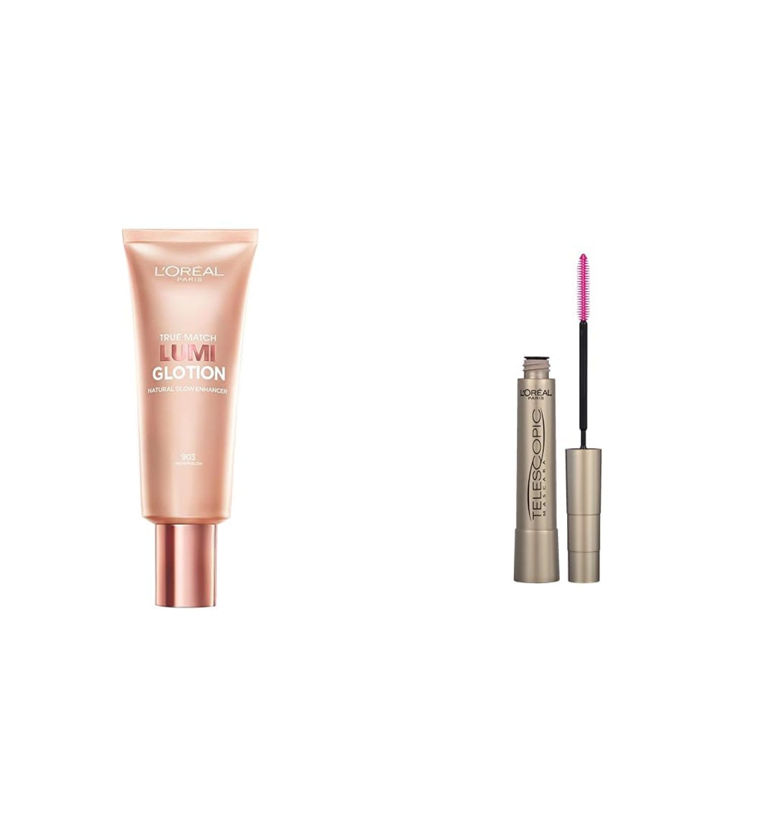 L Or al Paris True Match Lumi Glotion Natural Glow Enhancer Instantly Hydrates and Illuminates Skin & L'Or al Paris Telescopic Mascara Eyelash Lengthening Mascara Unique Non-Clumping Formula - Buy Online on GoSupps.com