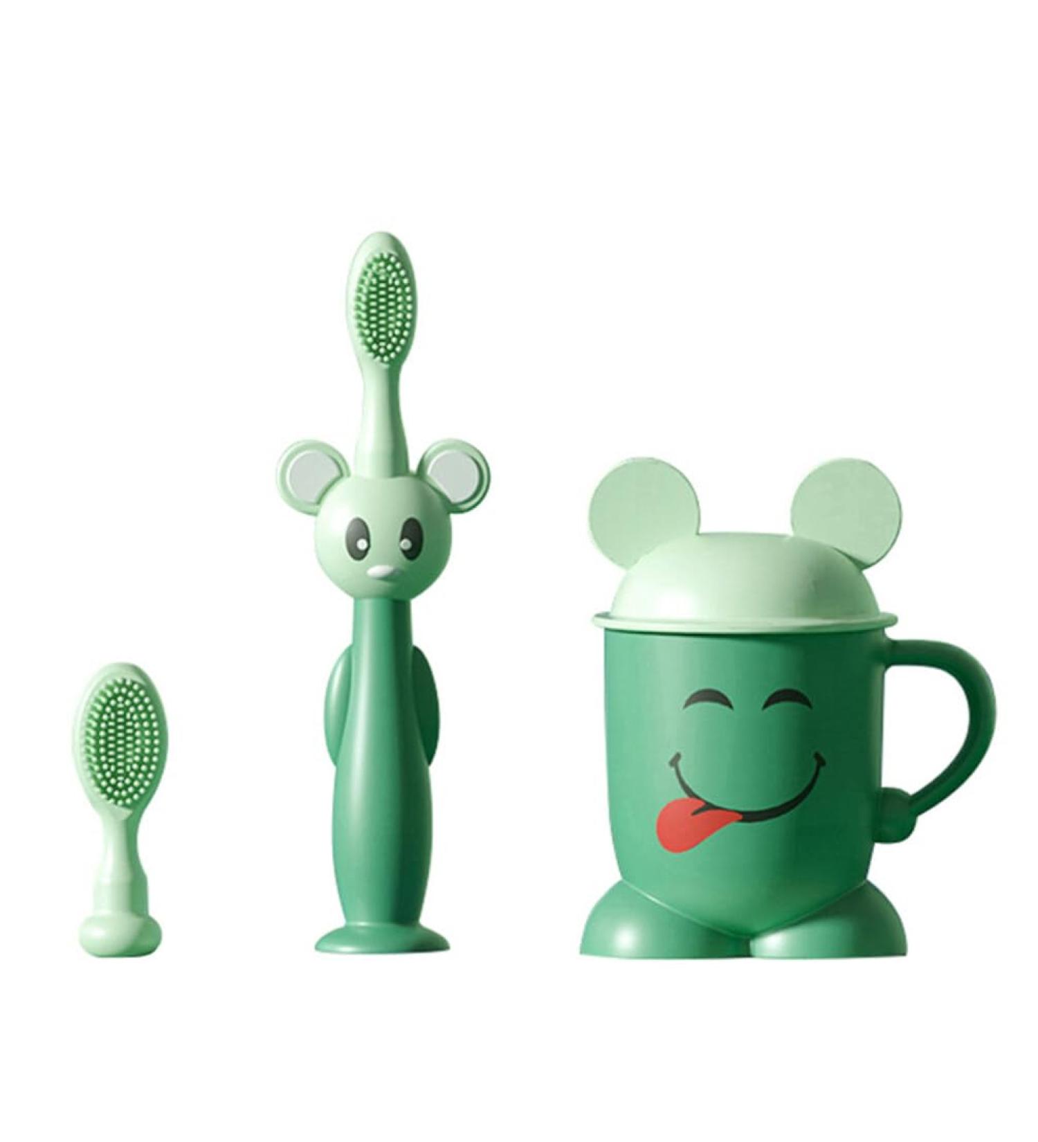 Healeved toothbrushes for children 1 set toothbrush set infant toothbrush infant bite ring toothbrushes for teeth brushes care toothbrush training toothbrush pp green oral