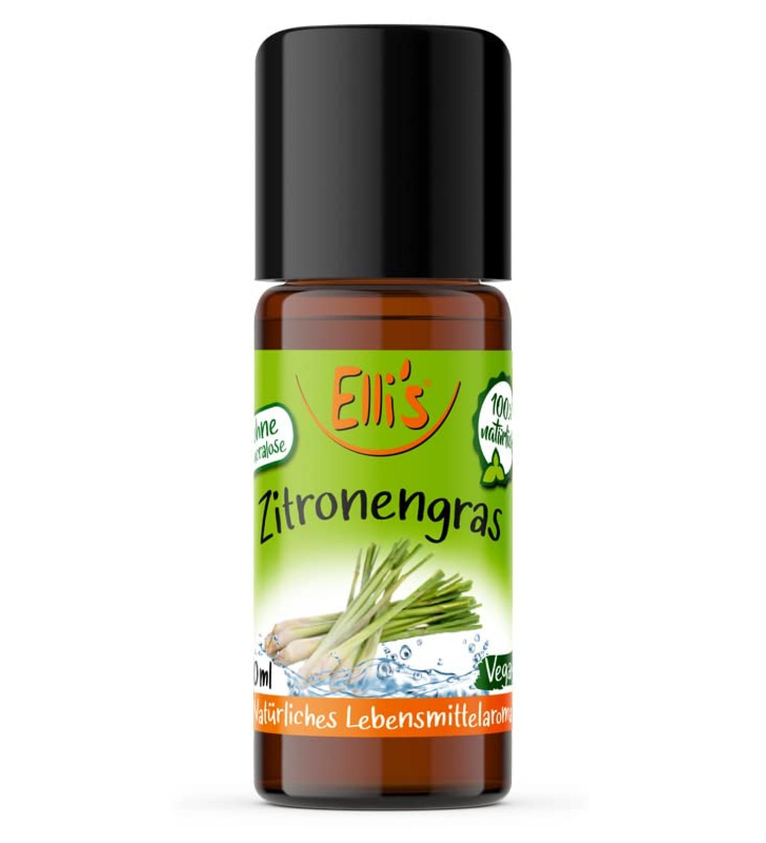 Elli's Aromas Lemongrass Natural Food Aroma - 100% Vegan Concentrate for Dishes & Drinks | 10ml - Buy Online on GoSupps.com