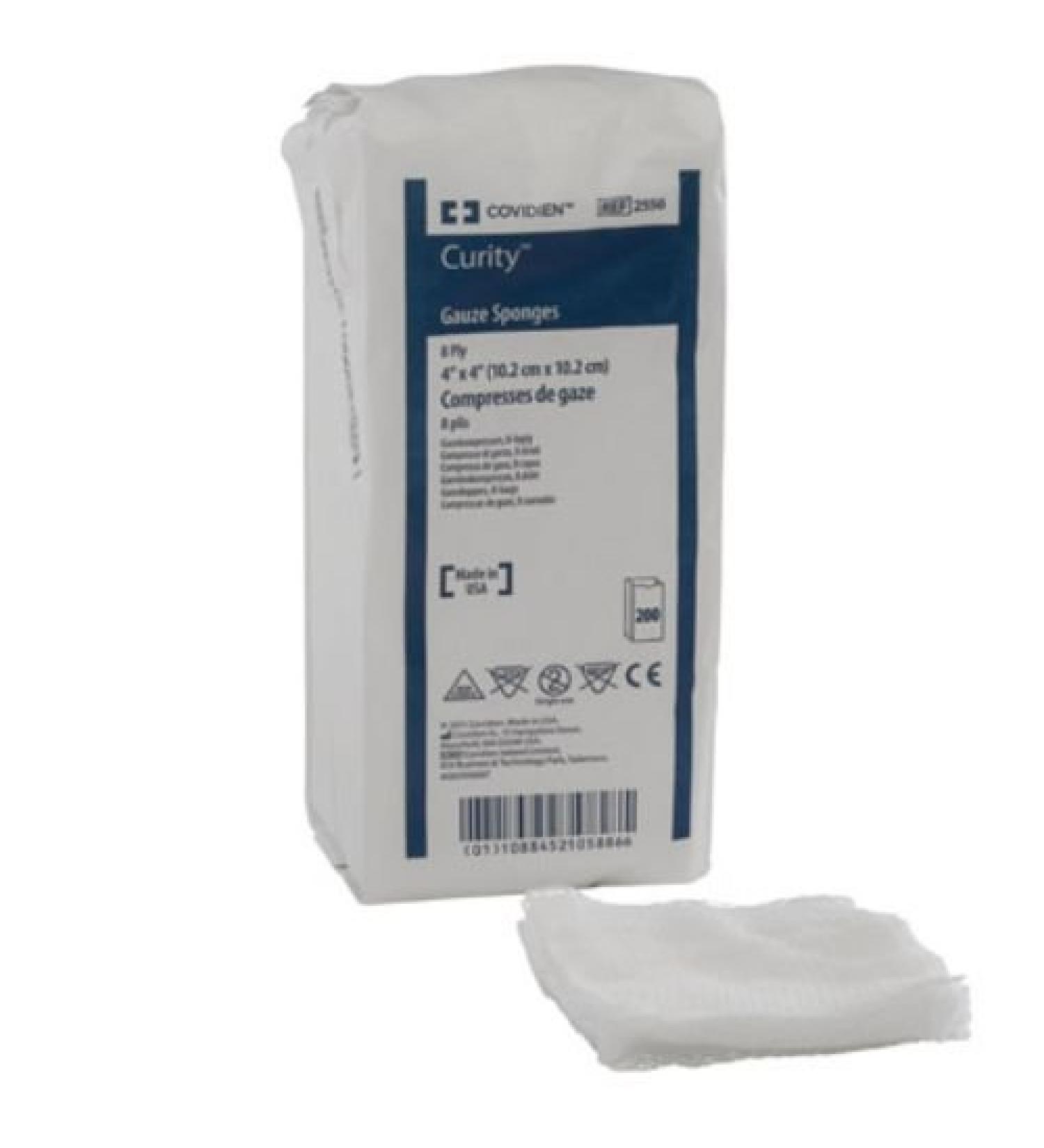 Covidien 2438 Curity Gauze Sponges 32-Ply 4" x 3-1/2" Size (Pack of 200)