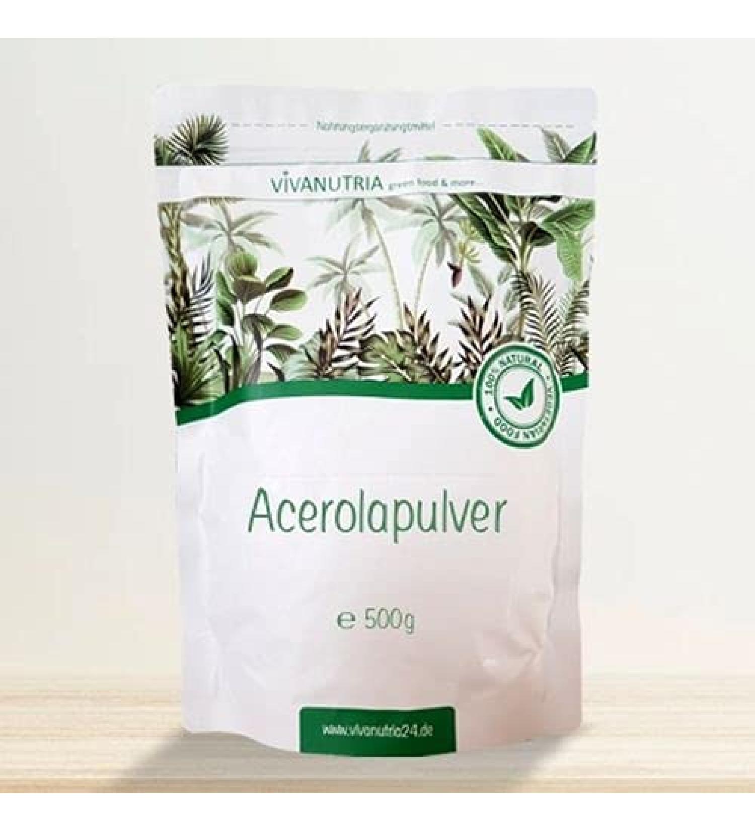 Vivanutria Acerola Powder 500g | Natural Vitamin C for Smoothies & Muesli | Vegan Acerola Cherry | High Quality & Lab Tested - Buy Online on GoSupps.com