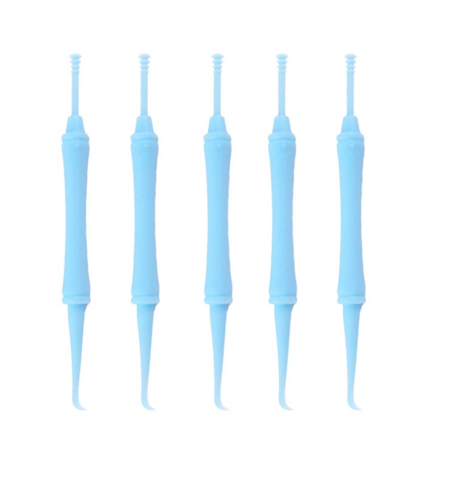 Spiral Ear Pick Earwax Removal Tool 5Pcs - Double-end Digging Ear Spoon and Curette Remover - Blue Earpick Cleaning Tool - Buy Online on GoSupps.com