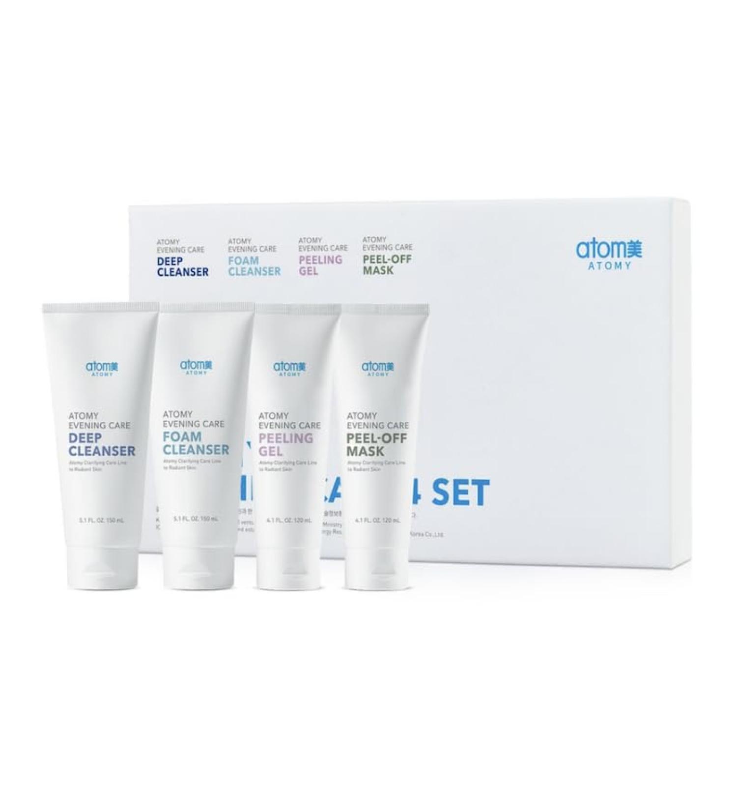 Atomy 4-Step Evening Care Skincare Set Deep Cleanser Foam Cleanser Peeling Gel Peel-Off Mask Daily Routine for Cleansing Exfoliating and Pore Care 150ml + 150ml + 120ml + 120ml - Buy Online on GoSupps.com