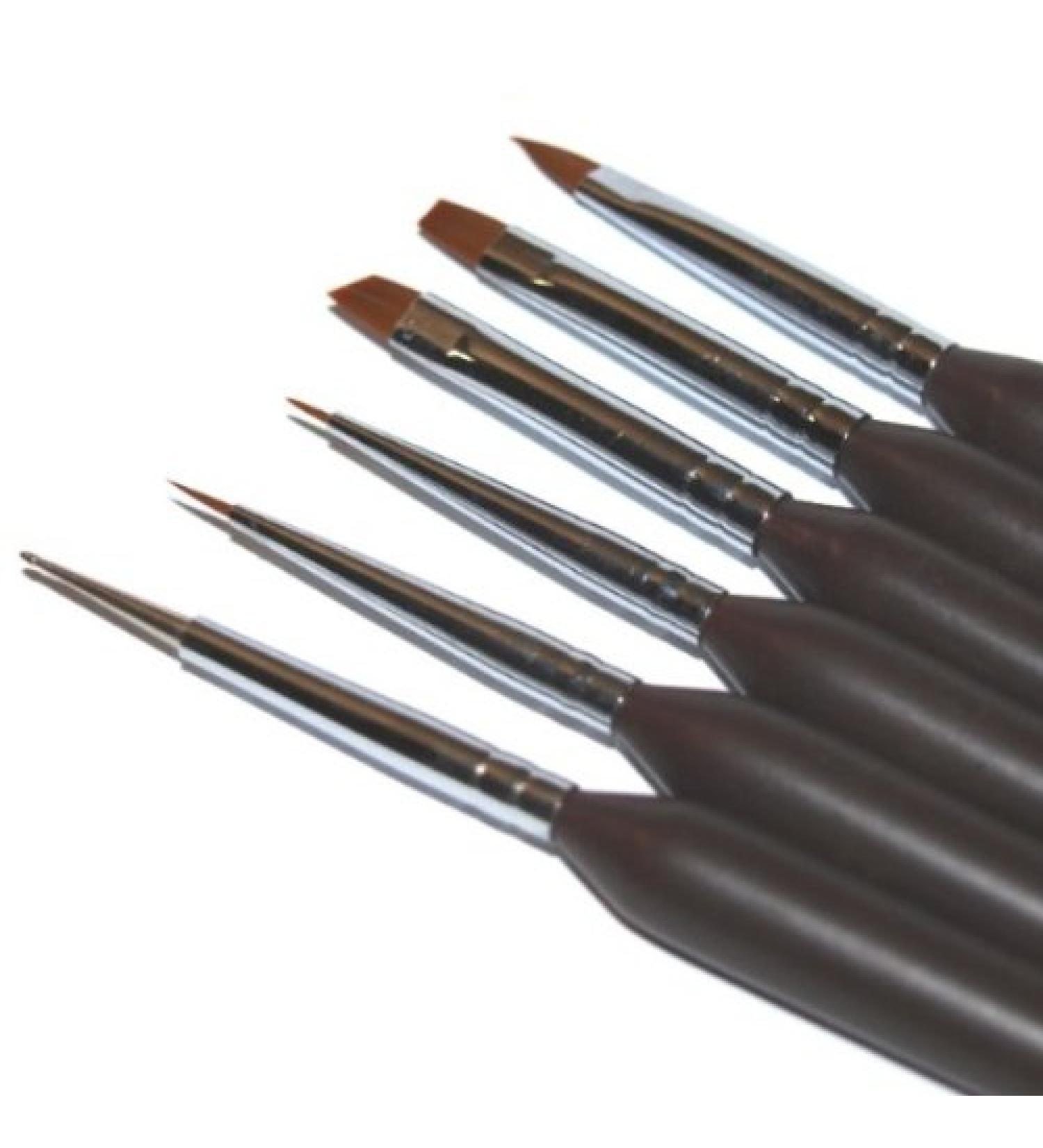 N&BF Profi Gel brush 6 Set |Handle black |Nagel Studio brush red marten hair |NailArt brush for nail design |Kolinsky Brush Acryl & Gel Modelagen |Premium real hair brush