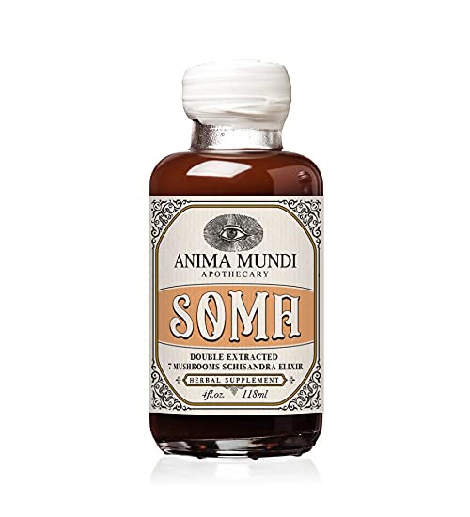 Anima Mundi Apothecary Soma 7 Mushroom Adaptogenic Elixir - Mushroom Liquid Extract Tincture with Reishi, Chaga, Lions Mane & Cordyceps - Immune Support Mushroom Extract Drops - Vegan (4oz / 118ml) 4 Fl Oz (Pack of 1) - Buy Online on GoSupps.com