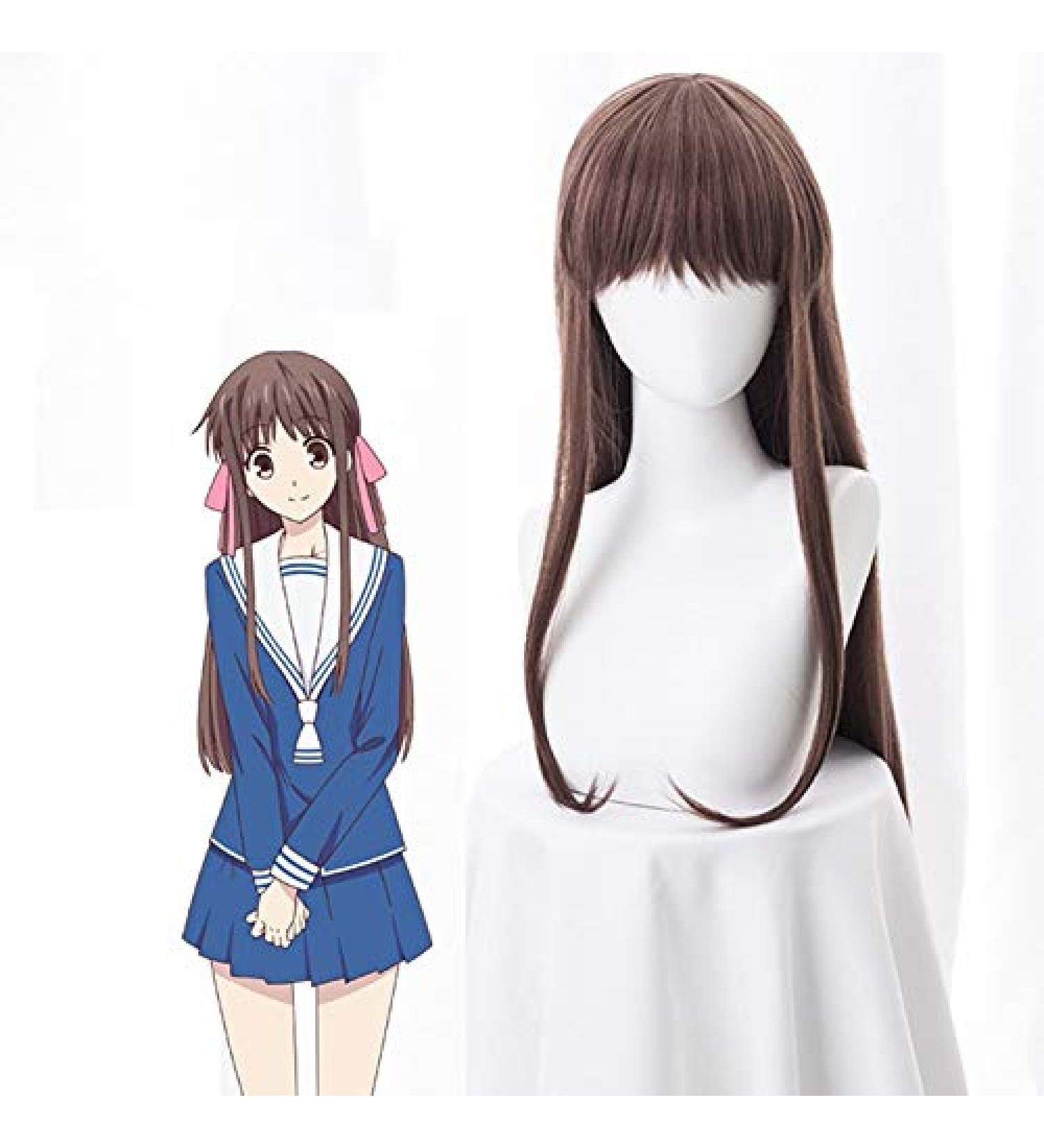 Tohru Cosplay Wig | 2019 Fruits Basket Long Brown Straight Hair with Bangs | Halloween Anime Costume Accessory - Buy Online on GoSupps.com