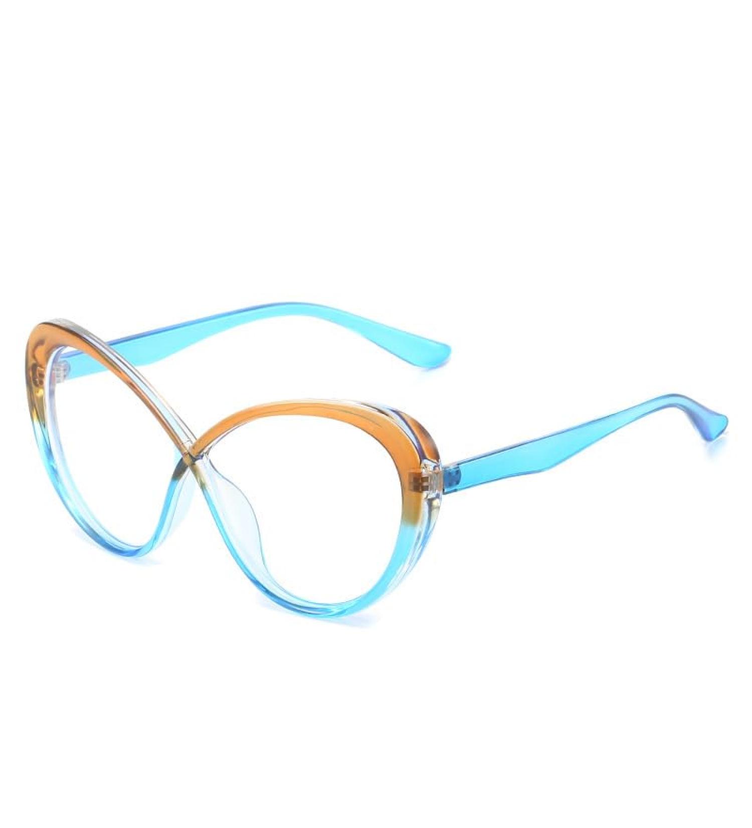 SERONI Large TR90 Butterfly Blue Light Blocking Glasses for Men & Women | Anti-UV Computer & Reading Glasses | Tea Blue 63mm - Buy Online on GoSupps.com