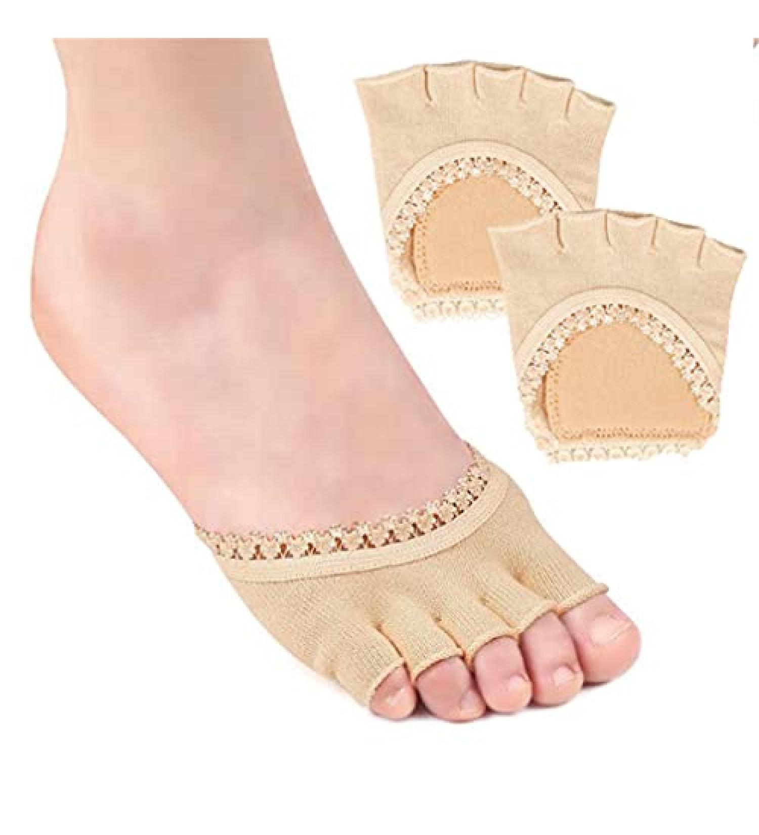 Breathable Five-Toe Half Socks with Anti-Slip Lace - Relief Foot Pain & Toe Separator for Women's Flat & High Heels - Buy Online on GoSupps.com
