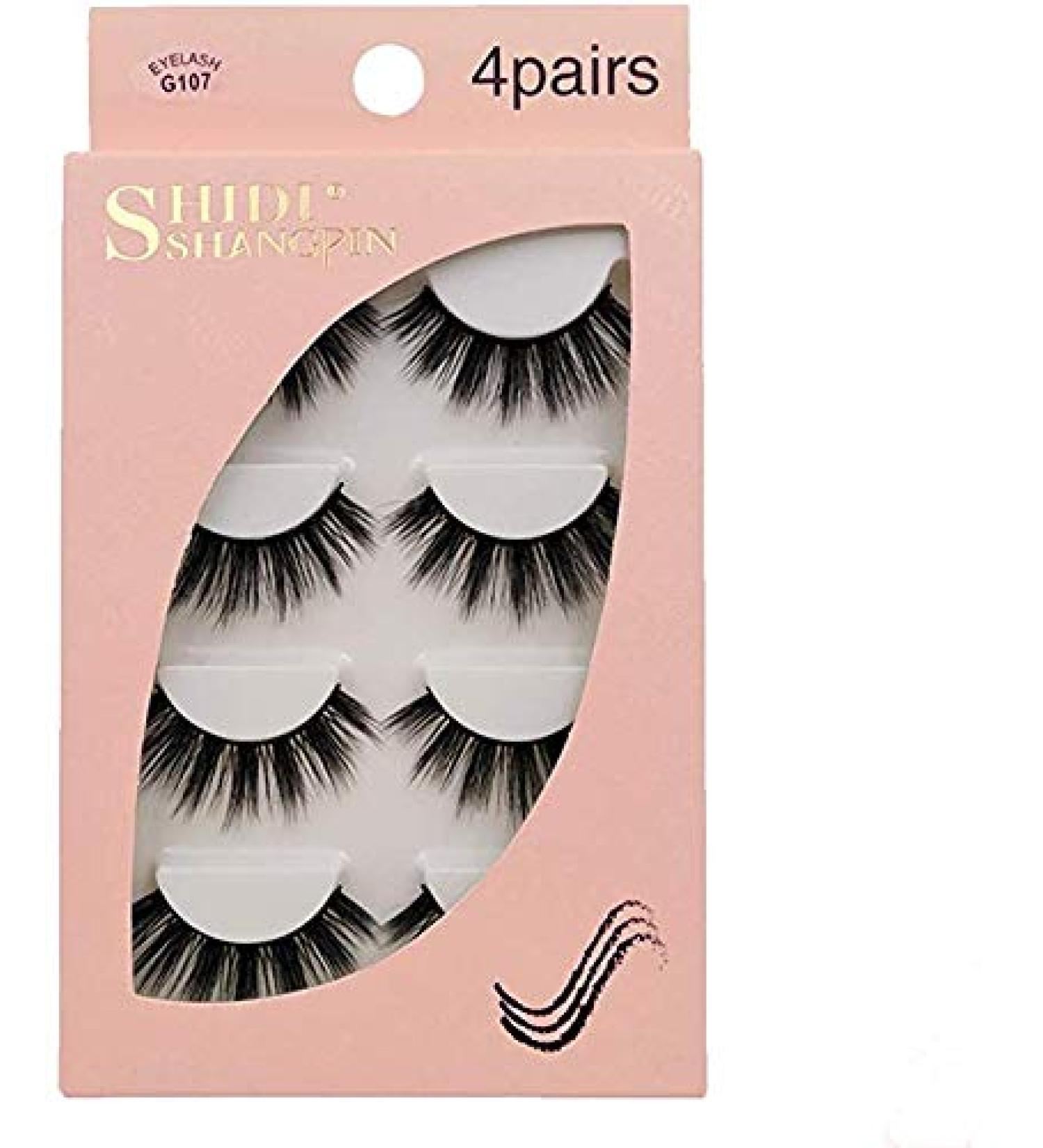 CangNingShang False Eyelashes 4 Pairs - Professional Reusable Face Eyelashes Fit for All Eyes Natural Thick Hand-Made 3D Faux Mink Eyelashes for a Beautiful Makeup Look (G107) - Buy Online on GoSupps.com