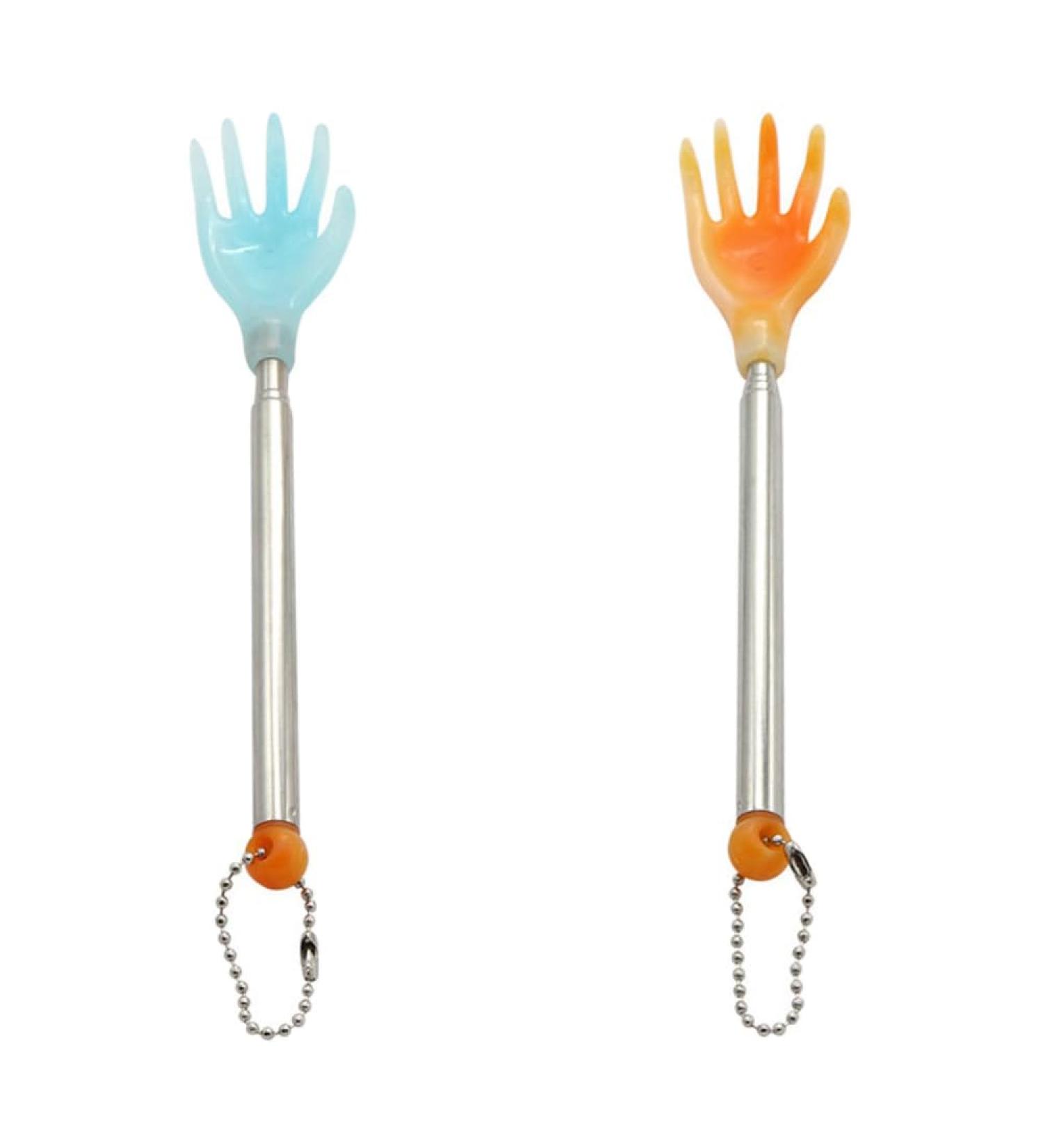 Dcniyt Telescopic Back Scratch & Massage Device - 2 Piece Stainless Steel Jewelry Tool (Blue & Orange) | International Shipping Available - Buy Online on GoSupps.com