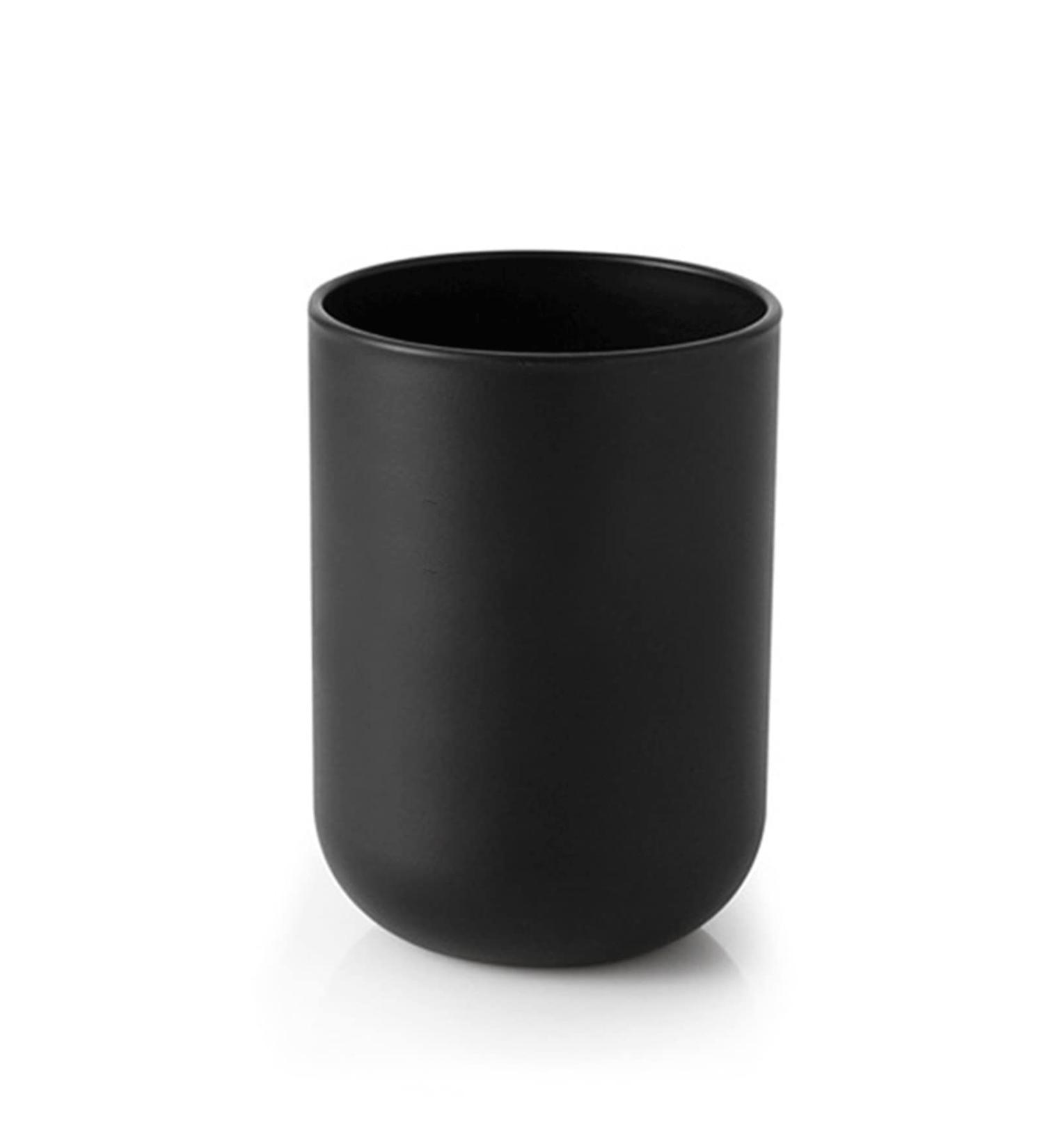 Digjobk toothbrush mug for home bathroom toothbrush toothpaste holder round for washing drinking glass dental travel camping (color: black) Other black