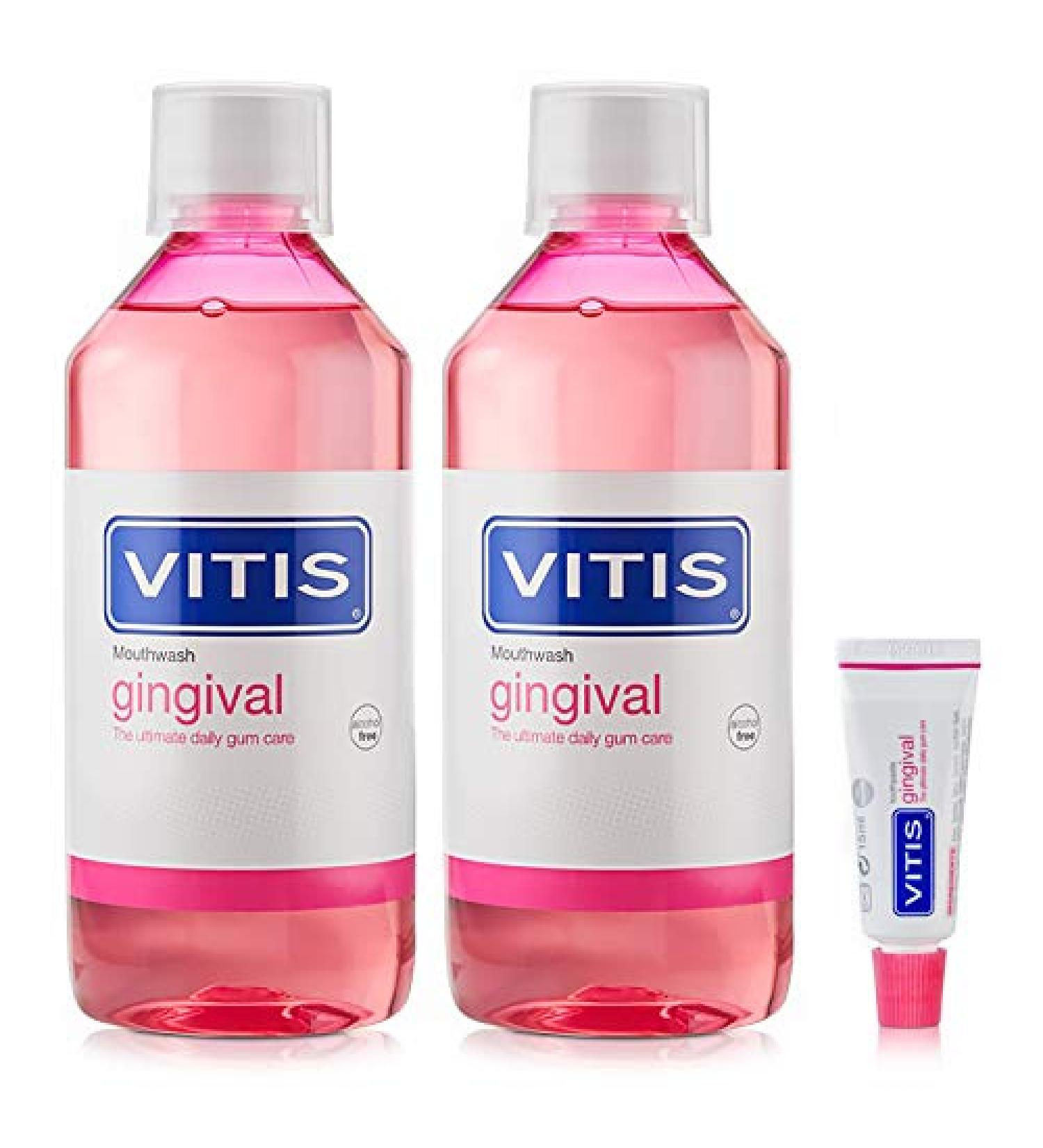 Vitis Vitis Gingival Lot de 2 gingival 500 ml + dentifrice Vitis Gingival 15 ml