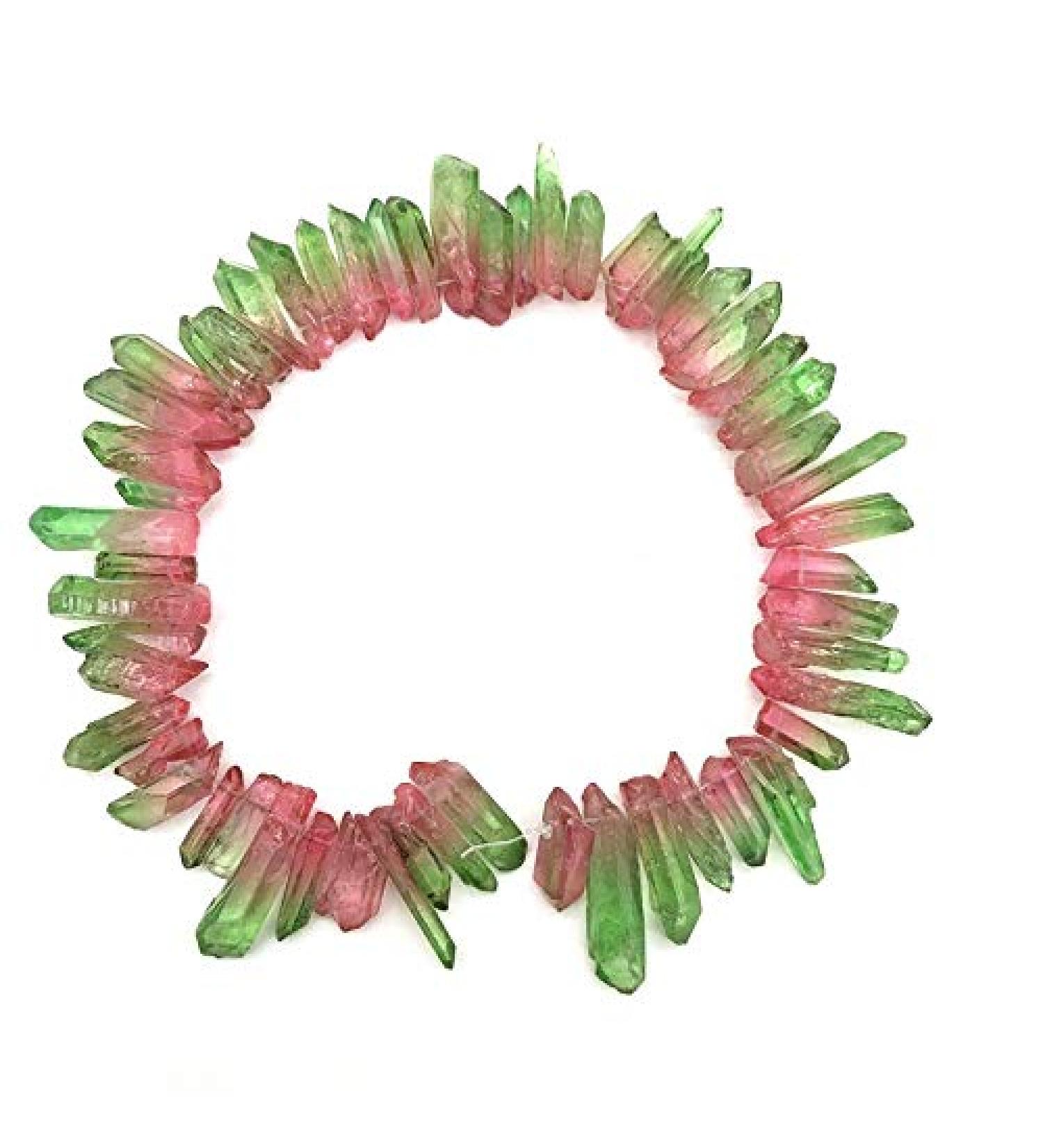 Natural Crystal Rough 1 Stripe Green and Titanium Aura Lemurian Quartz Crystal Point Stone Decorative Stones and Crystals - Buy Online on GoSupps.com