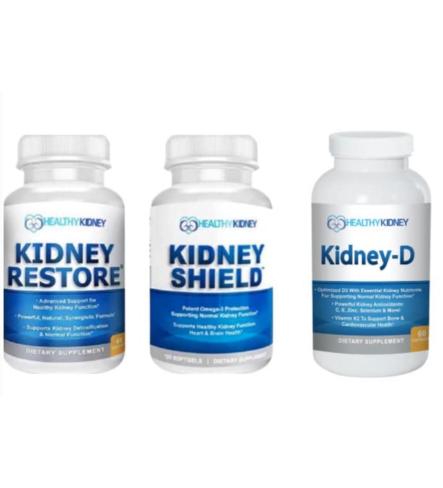 Kidney Restore & Kidney Shield 2-Pack Kidney Support and Kidney Cleanse Kidney-D Supplement Vitamin D Bundle - Buy Online on GoSupps.com