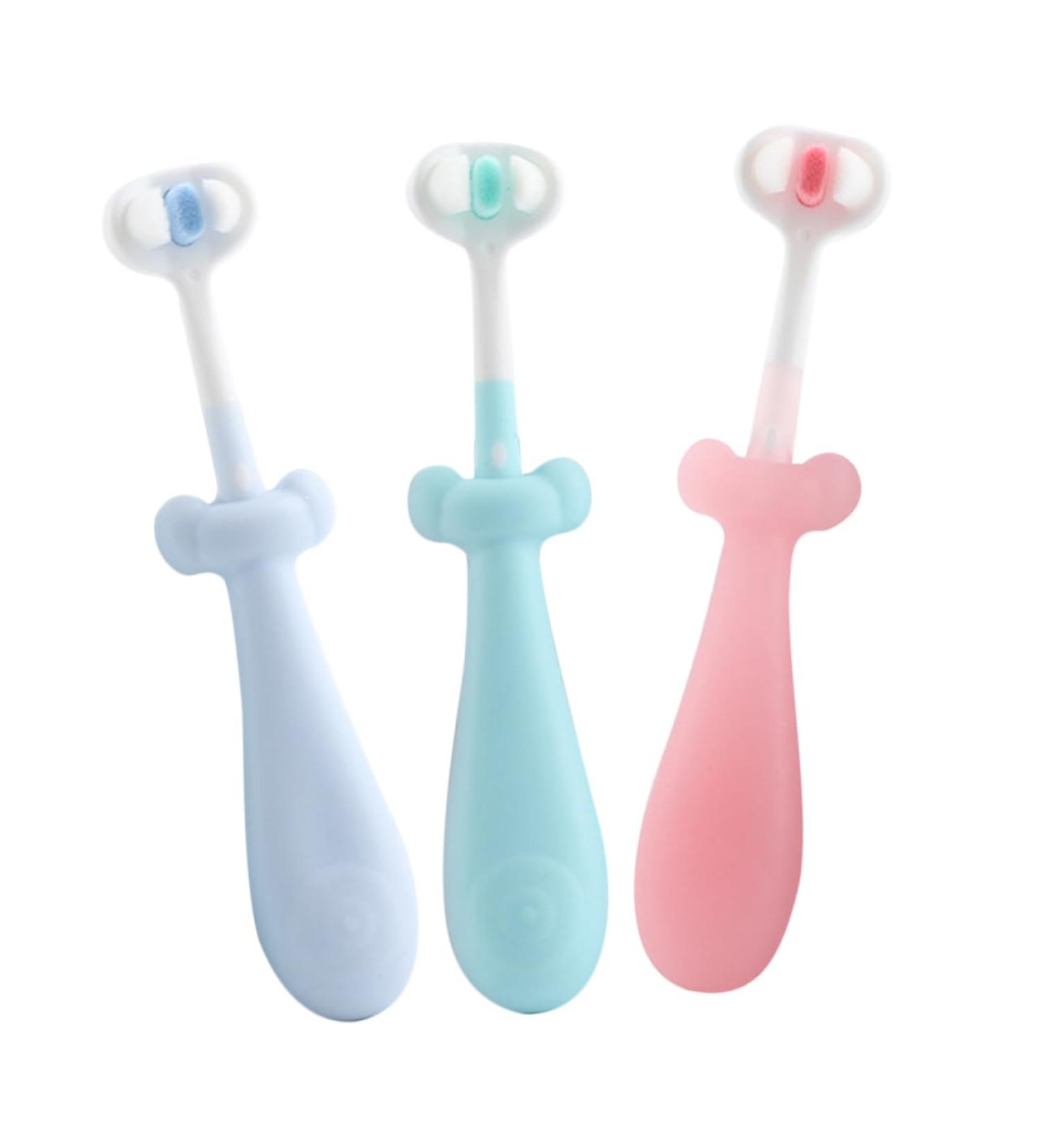 Minkissy 3-Pack Children's Toothbrush Set - Soft Bristle Baby Toothbrushes for Toddlers with TPE Fur Decor - Buy Online on GoSupps.com