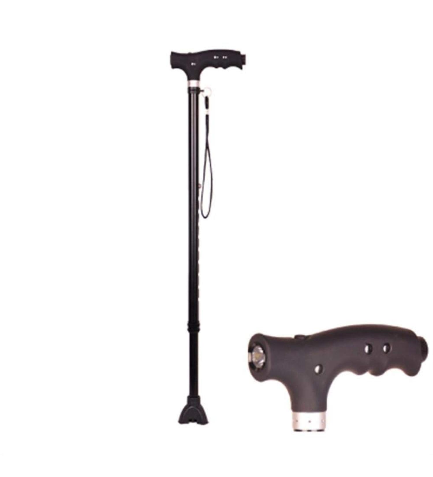 Walking Stick for Old Man Elderly Telescopic Stable Non-Slip Lightweight Height Adjustable with Led Light Black Crutch for Men or Women Injured Disabled Crutches Hello Independence - Buy Online on GoSupps.com
