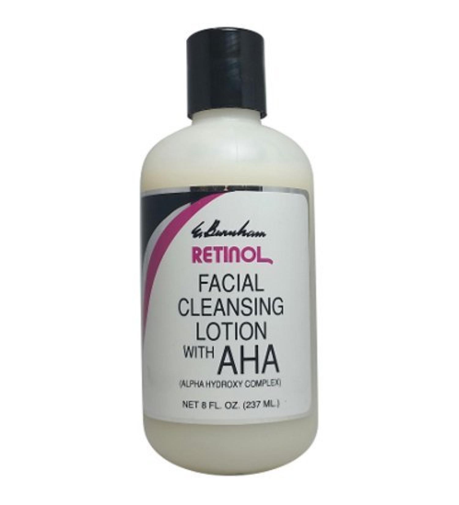 E. Burnham Retinol Facial Cleansing Lotion with AHA 8 oz Exfoliating Alpha Hydroxy Complex for Smooth Radiant Skin Anti-Aging & Deep Cleansing Formula