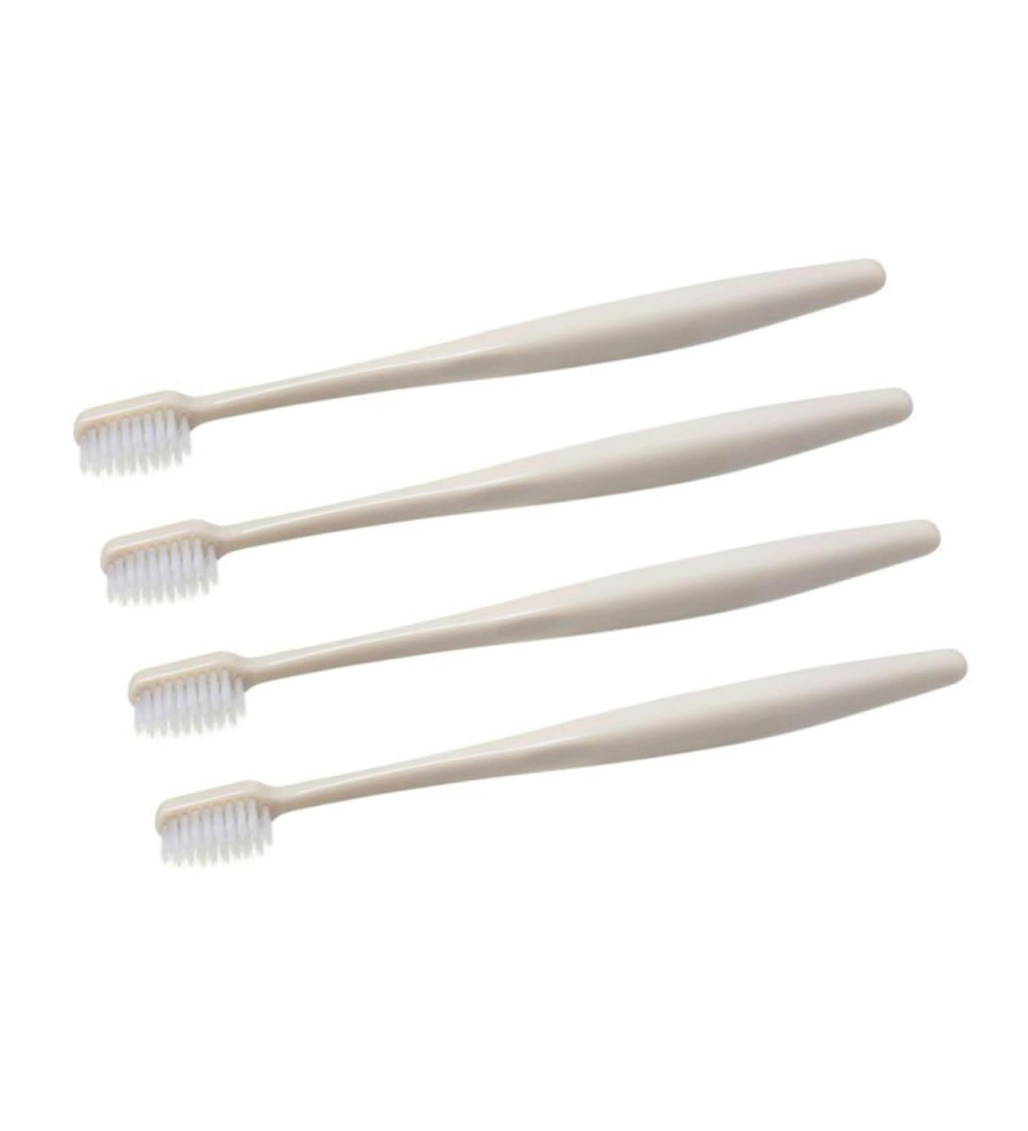 Ipetboom Ergonomic Wooden Toothbrush Set - 4 Soft-Bristle Household Toothbrushes for Adults & Babies - Eco-Friendly Khaki Design - Buy Online on GoSupps.com
