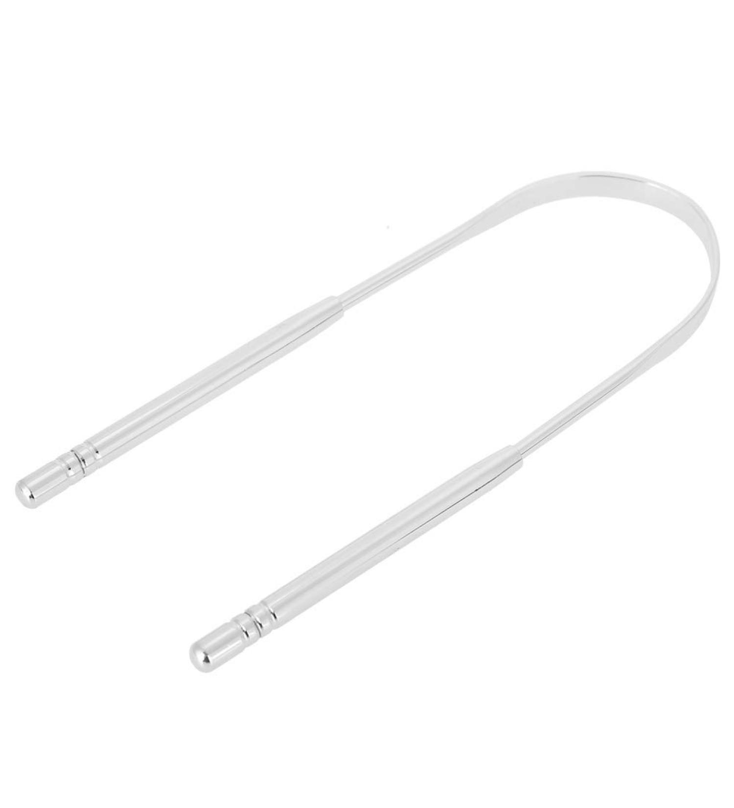 Stainless Steel Tongue Cleaner Scraper - Non-Slip Handle for Fresh Breath - 304 Stainless Steel (Silver) - Buy Worldwide - Buy Online on GoSupps.com