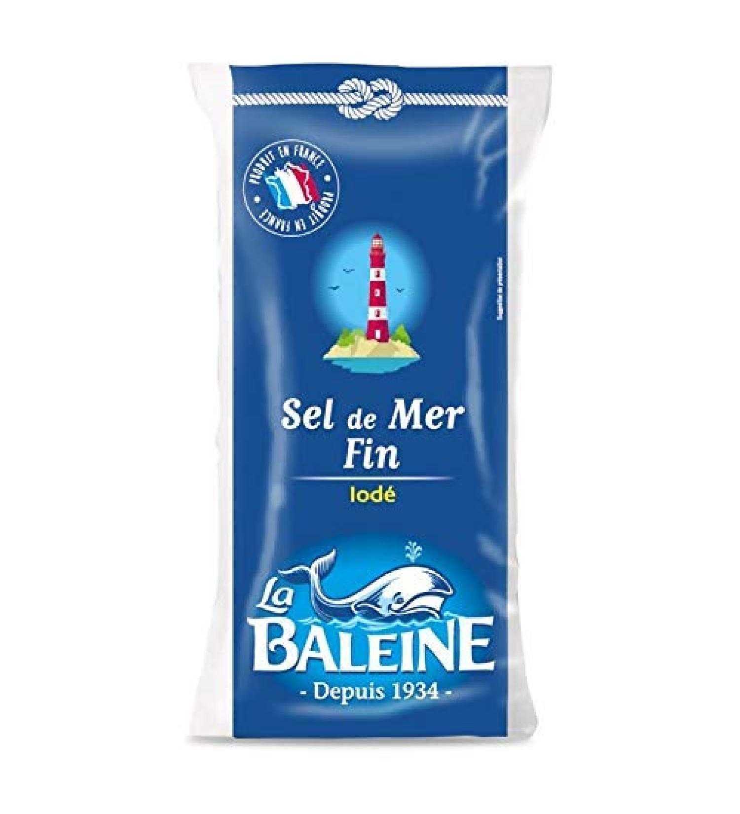 LA BALEINE - Fine Iodine Sea Salt Poly Bag 500G - Pack of 4 - free delivery