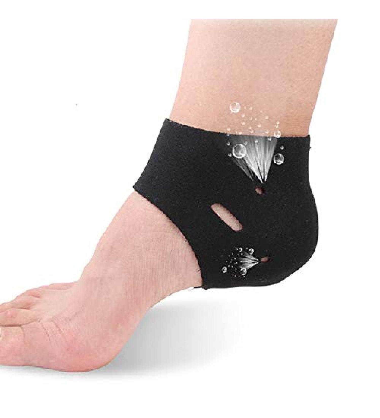 Buy Spa Socks - Silicone Gel Heel Socks for Moisturizing & Cracked Skin Care | Black Elastic Cloth | International Shipping - Buy Online on GoSupps.com
