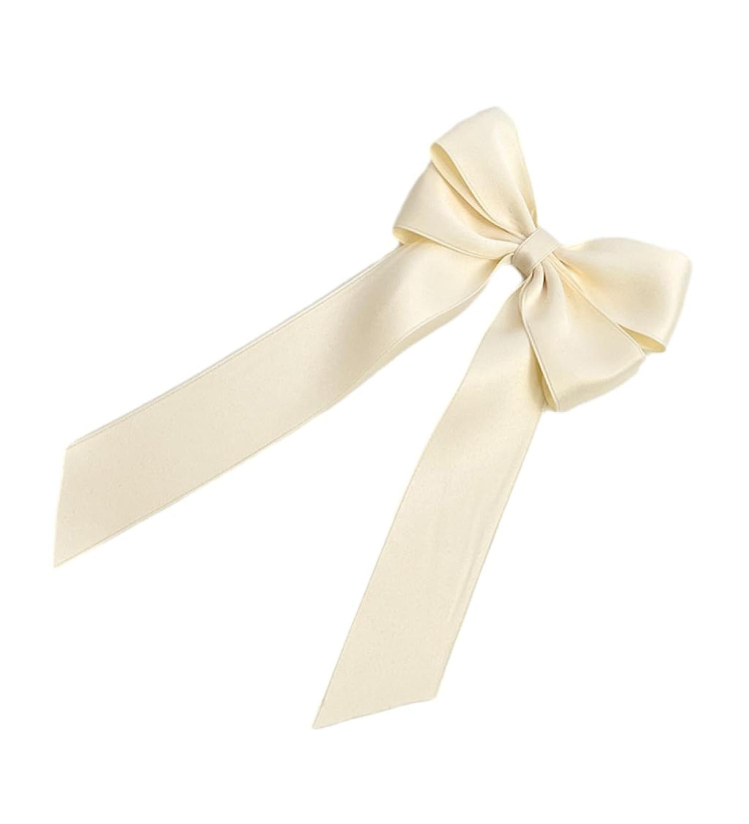 CAZSTYK Long Ribbon Bowknot Hairpin for Y2k Teens Woman Makeup Ponytail Braids Hairpin Beige - Buy Online on GoSupps.com