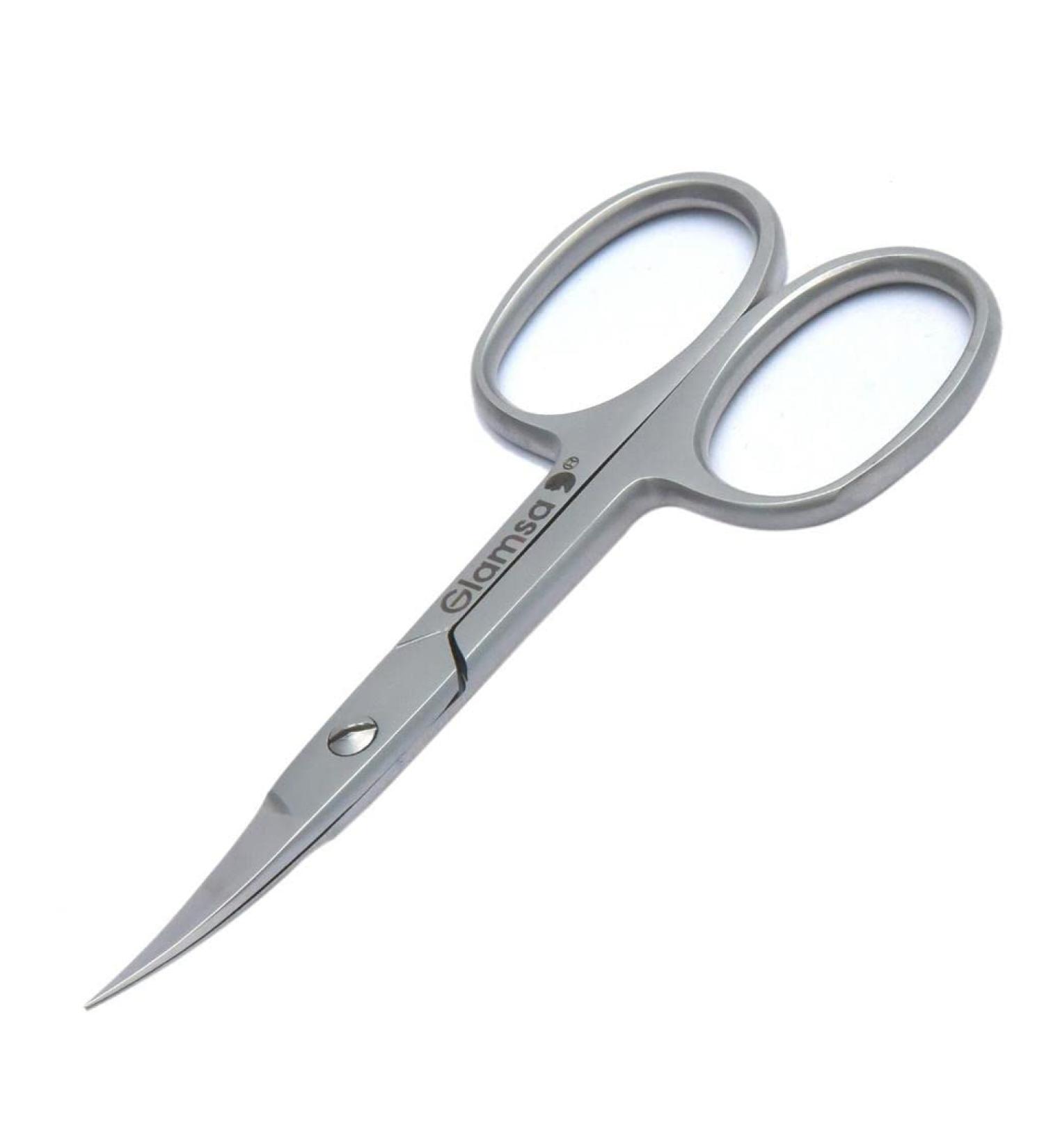 Glamsa Multipurpose Cuticle Scissors Eyebrow Scissors Stainless Steel Curved Blade Manicure Pedicure Beauty Grooming for Nail Eyelash & Dry Skin