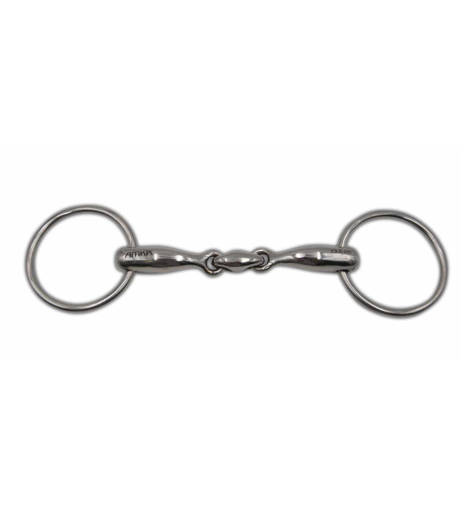 AMKA Snaffle Bit Double Broken Stainless Steel - 18mm Thick 65mm Rings Up to 17.5cm - Durable Equestrian Equipment - Buy Online on GoSupps.com